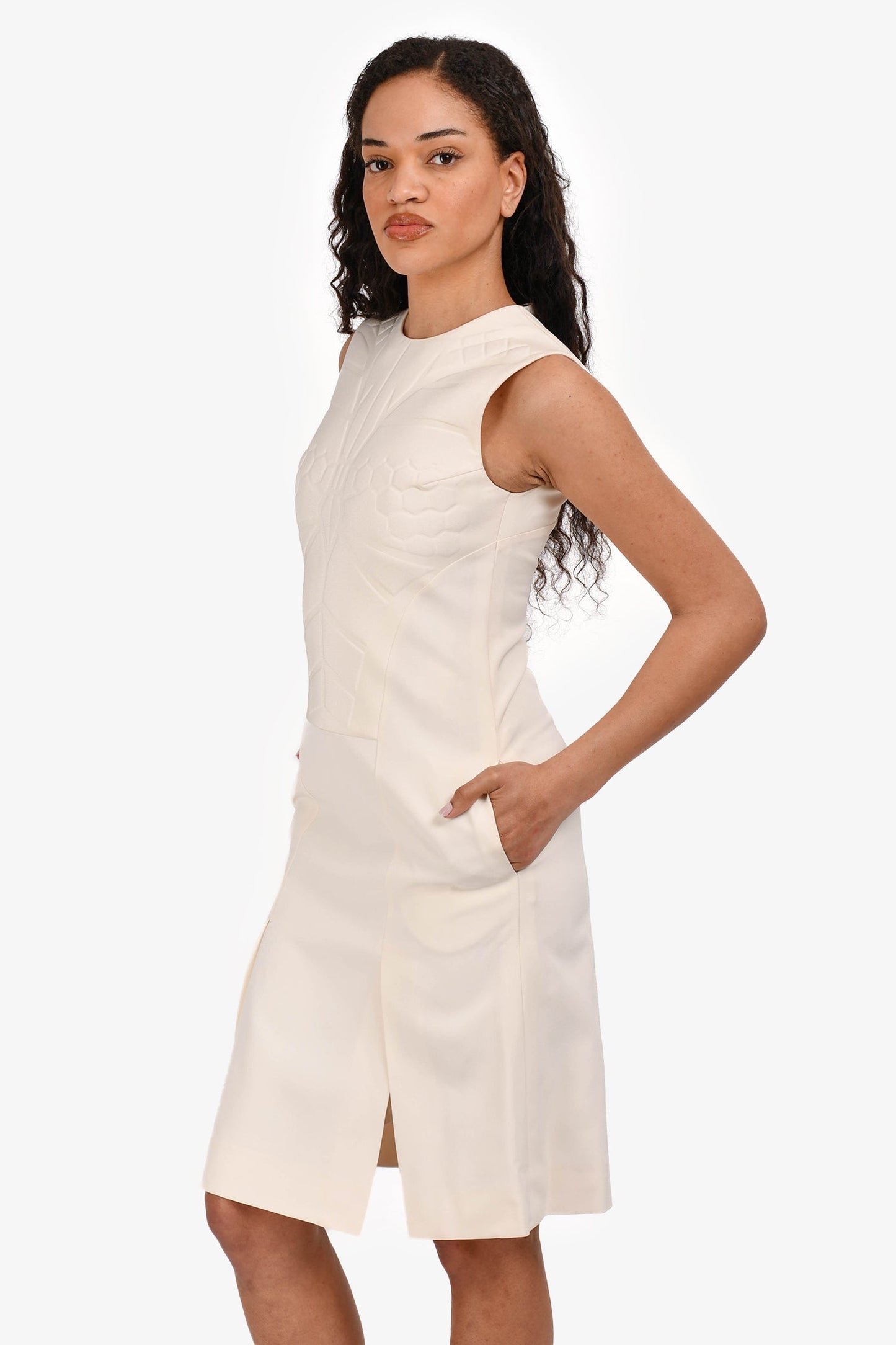 Fendi Cream Sleeveless Midi Dress Size 38