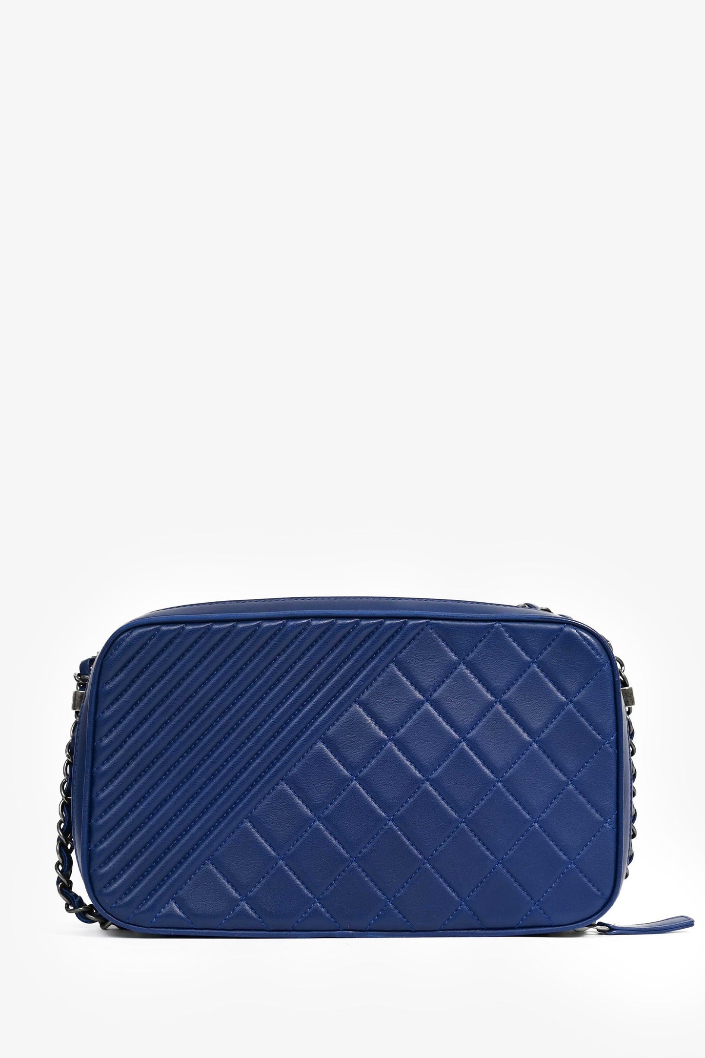 Chanel™ Blue Leather Pewter Large CC Coco Camera Boy Bag