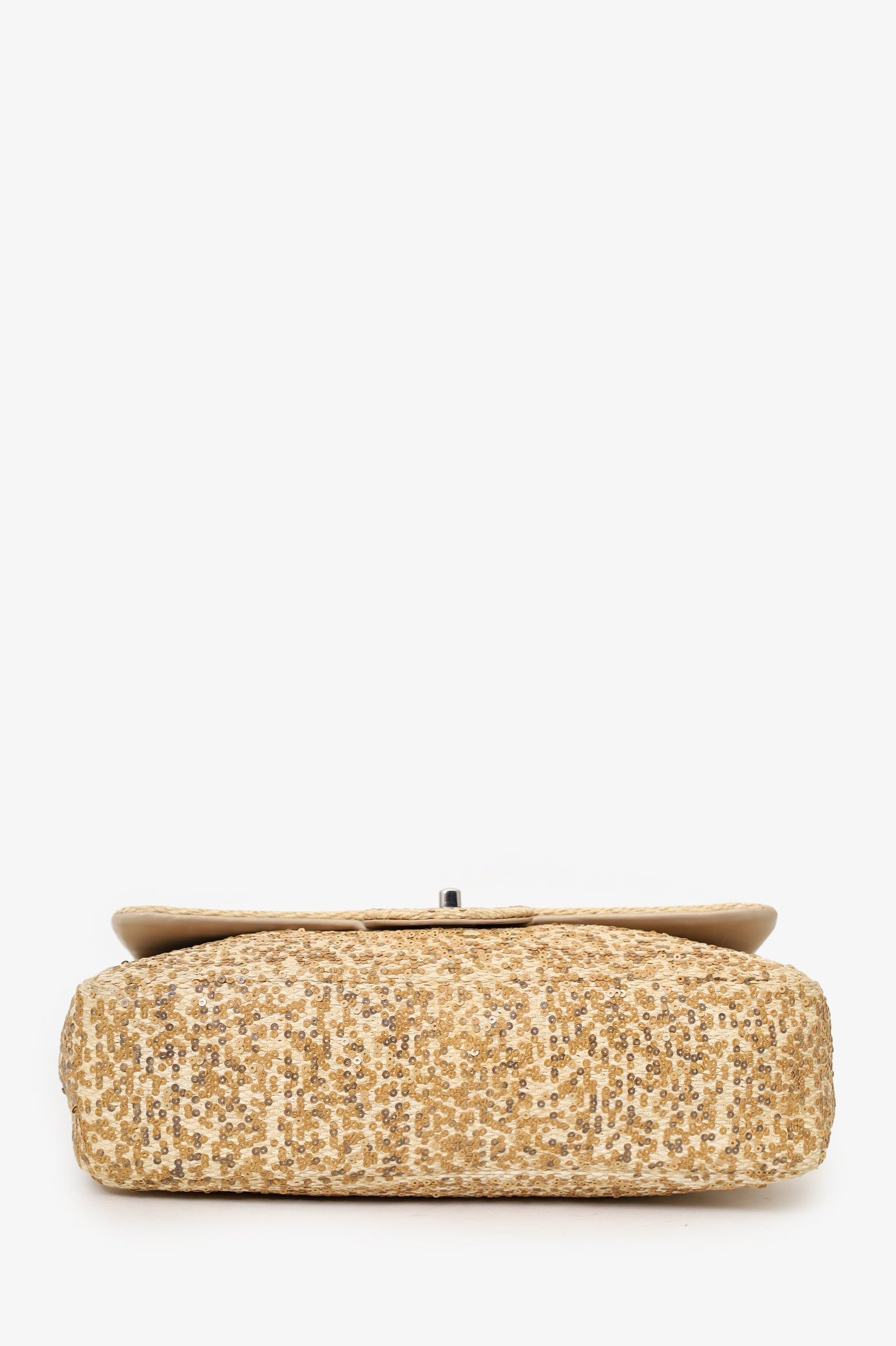 Chanel™ 2013-14 Beige Raffia Sequin Small Single Flap Bag