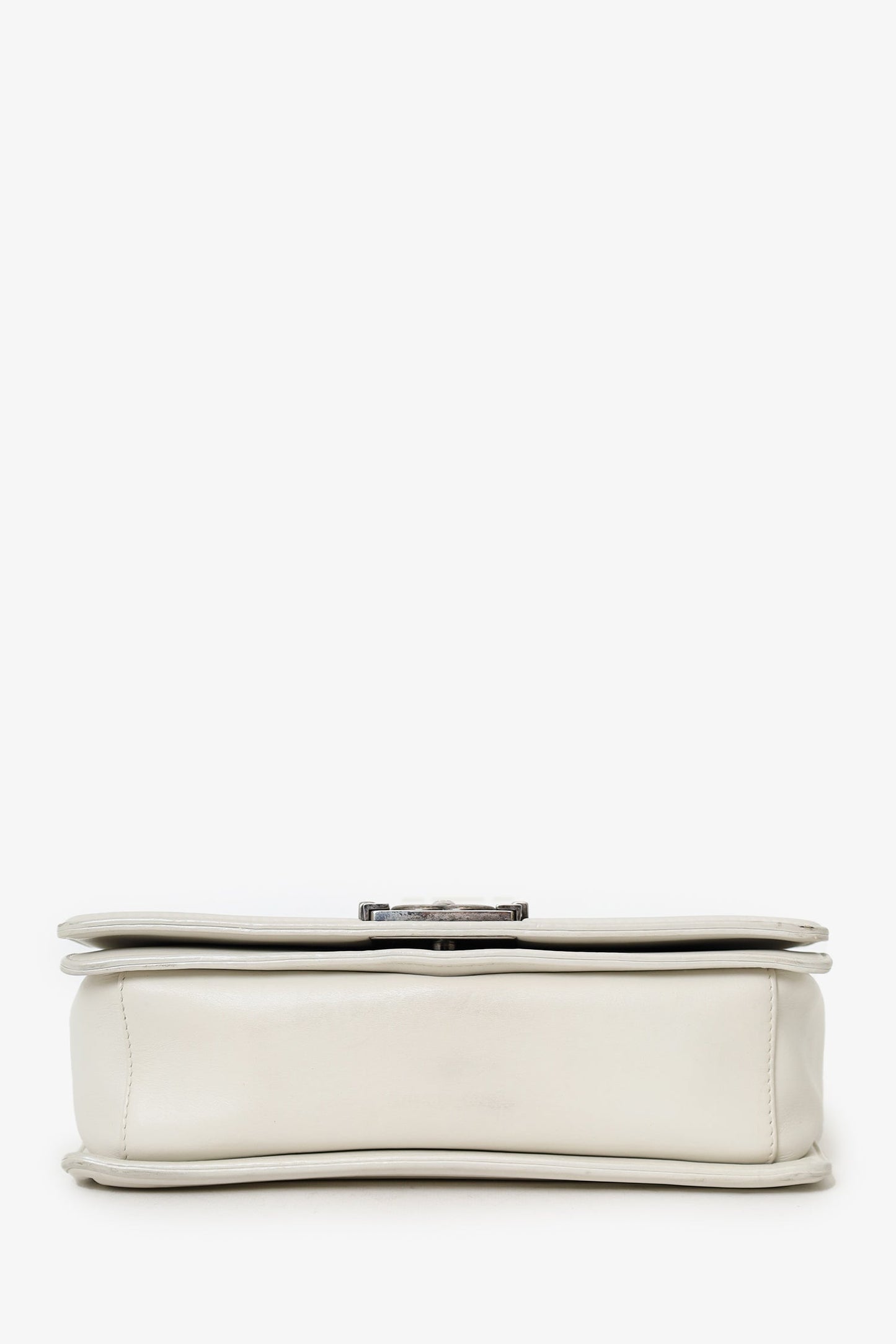 Chanel™ 2012 Limited Edition White Leather Medium Boy Bag with Metal Strap