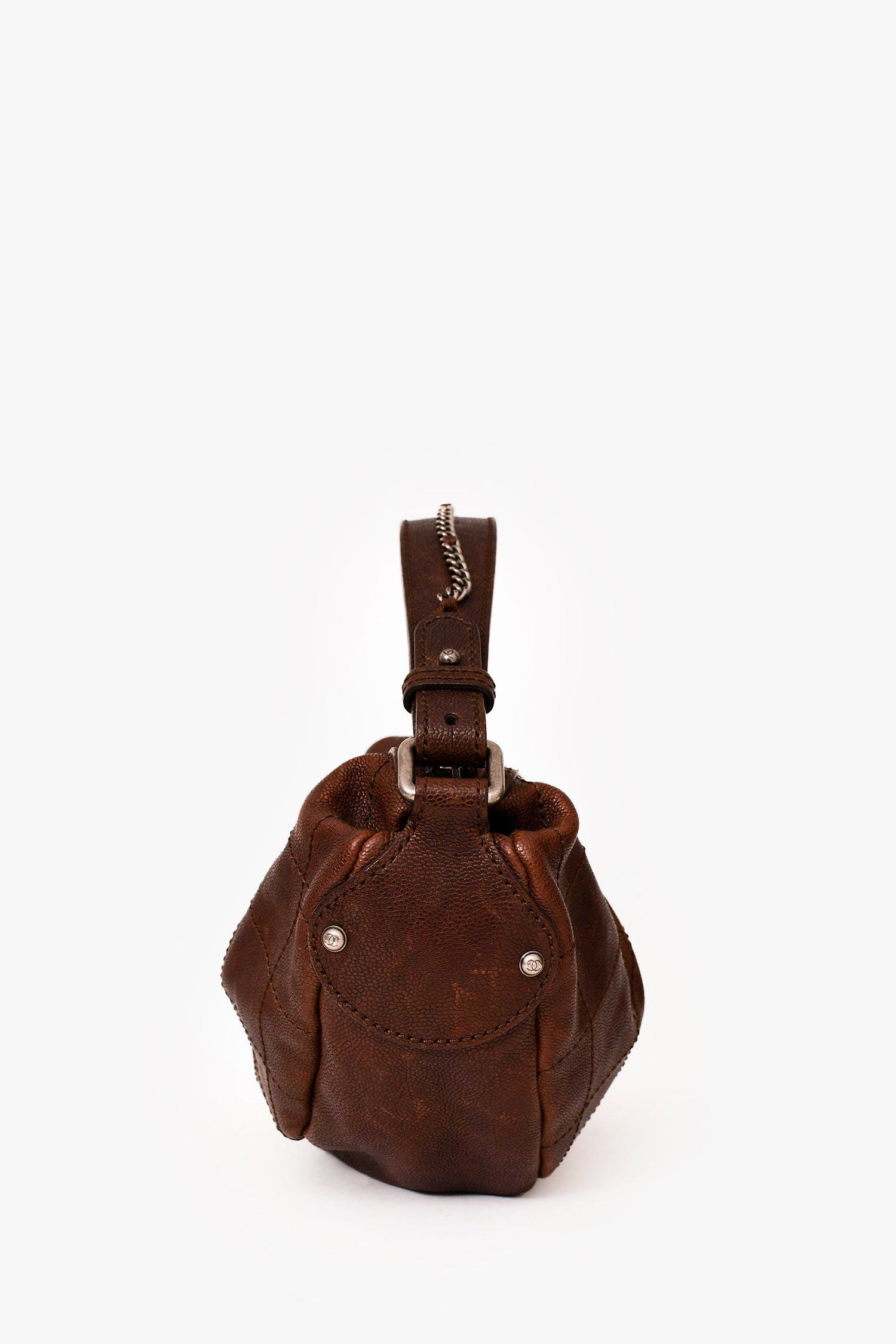 Chanel™ 2005/2006 Brown Caviar Outdoor Ligne Small Hobo Bag