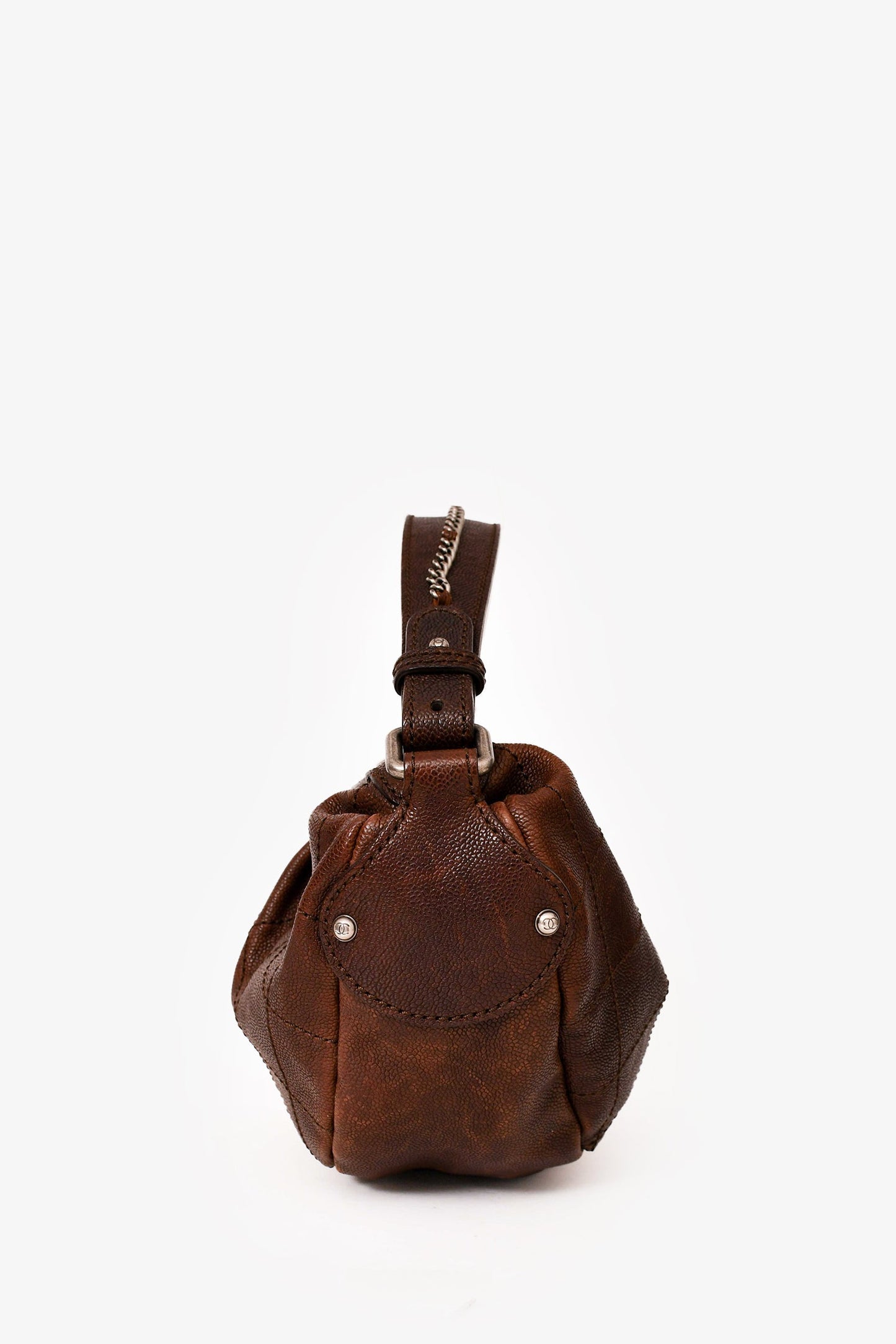 Chanel™ 2005/2006 Brown Caviar Outdoor Ligne Small Hobo Bag