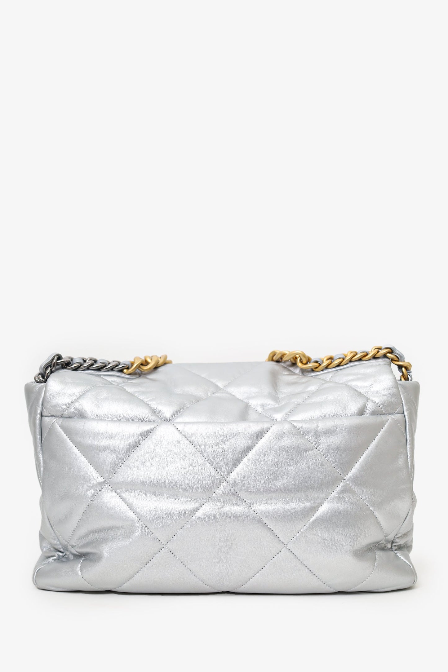 Chanel™ Silver Leather Maxi 19 Flap