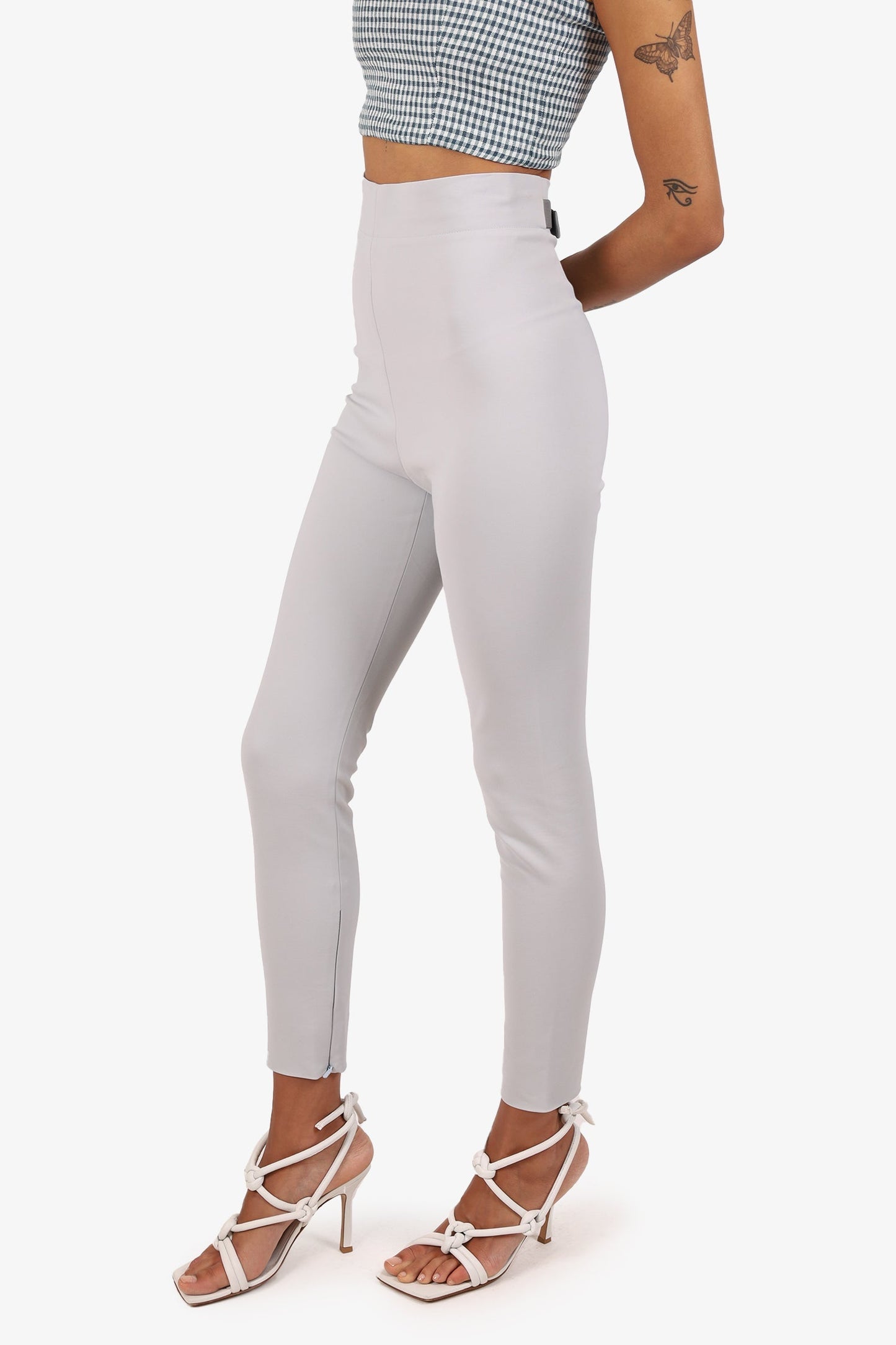Gucci Light Grey Buckle Detail Leggings Size 40