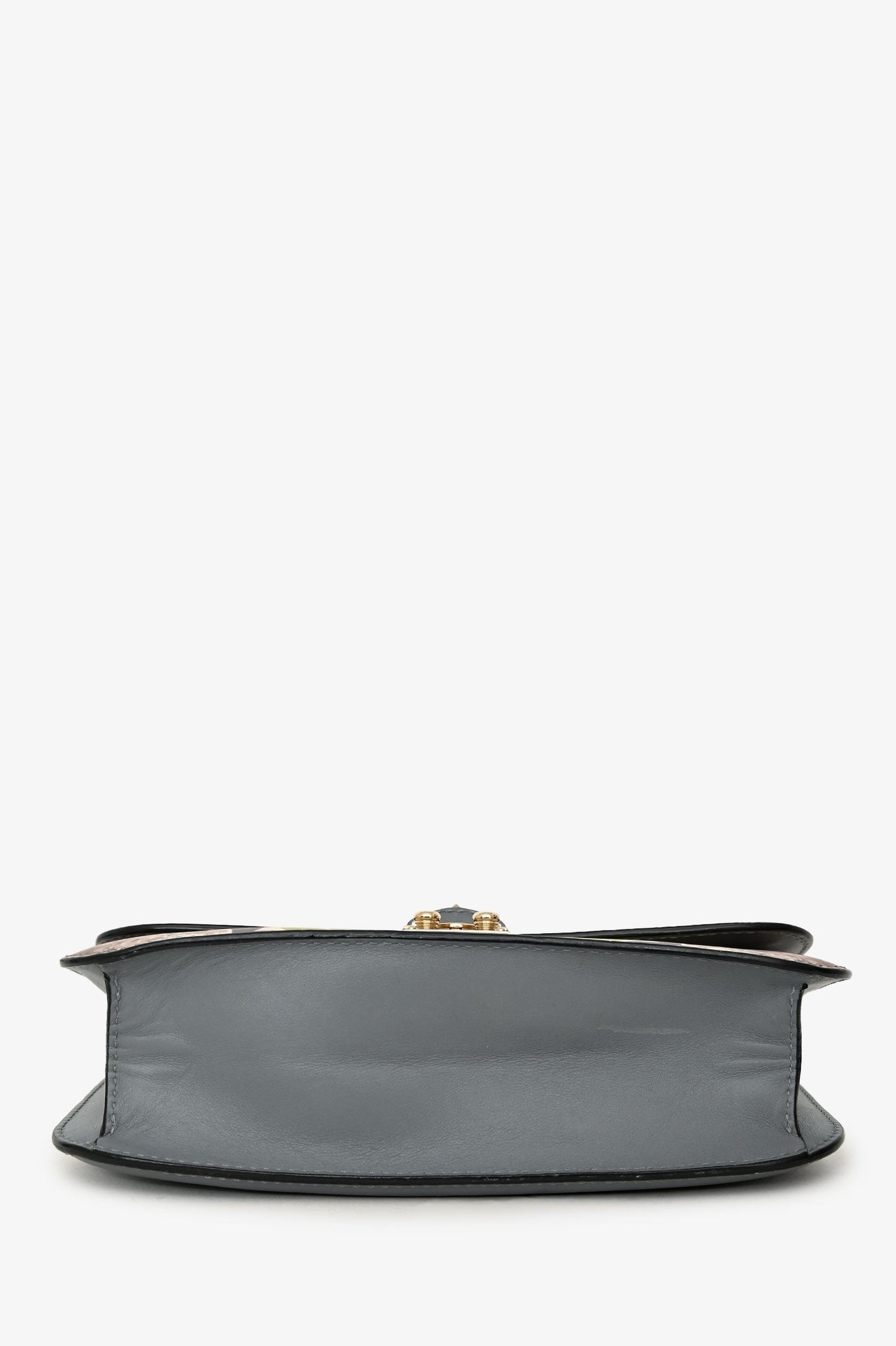 Valentino Grey Floral Leather Rockstud Chain Shoulder Bag