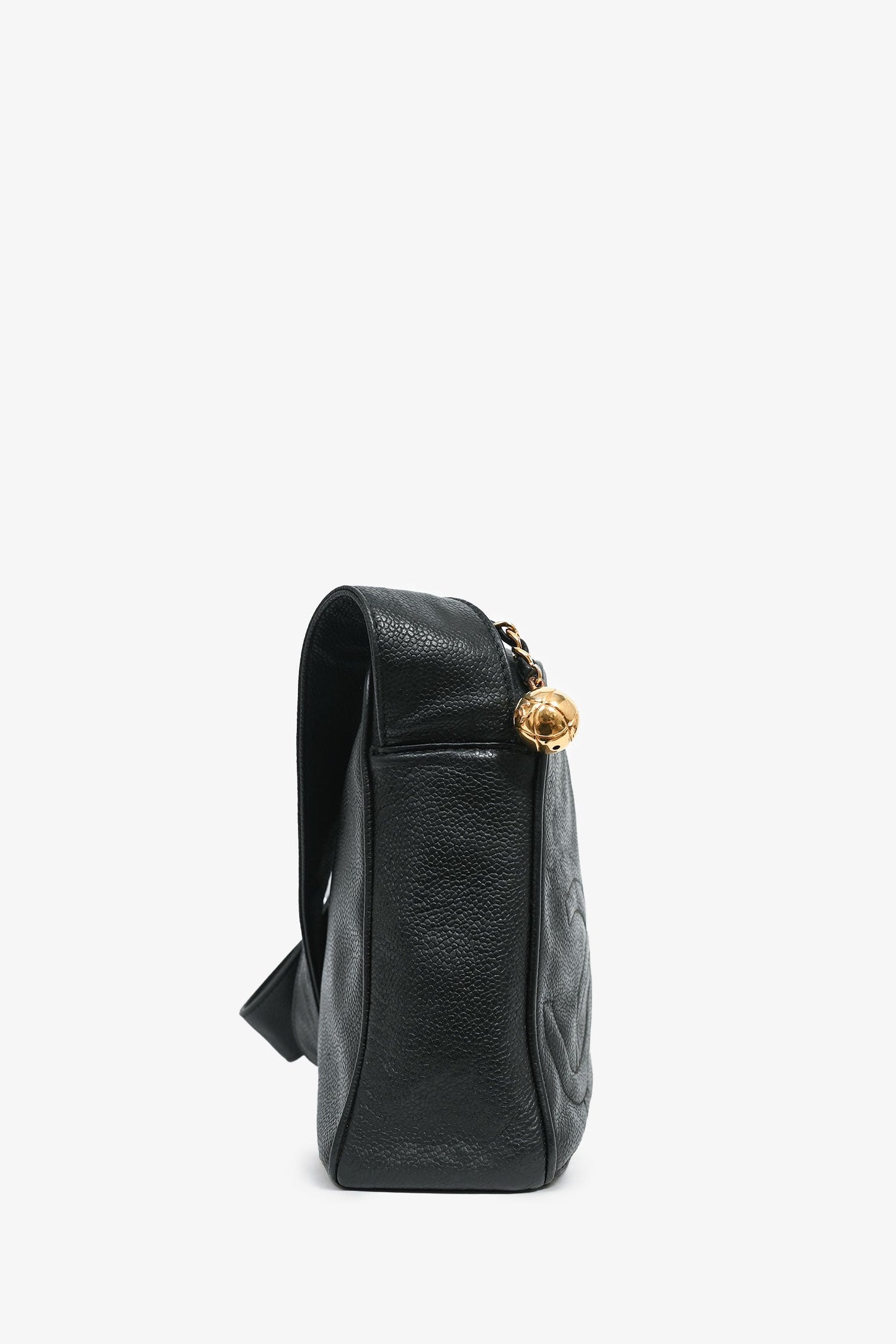 Chanel™ 1986-1988 Black Caviar Leather Triple CC Logo Crossbody