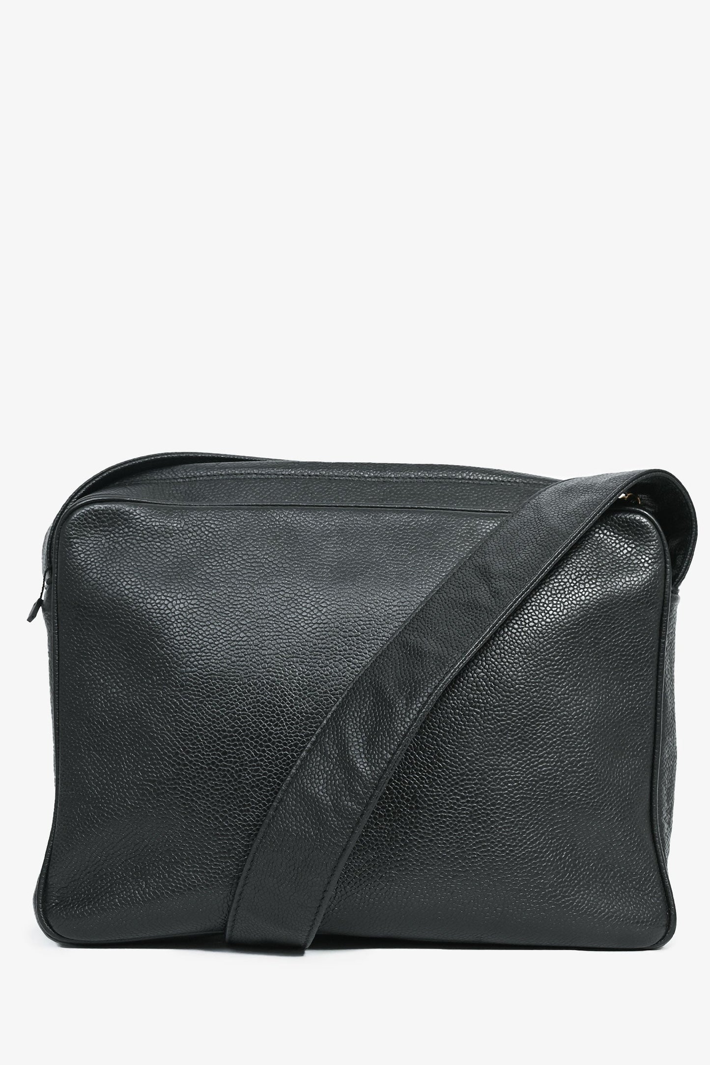 Chanel™ 1986-1988 Black Caviar Leather Triple CC Logo Crossbody