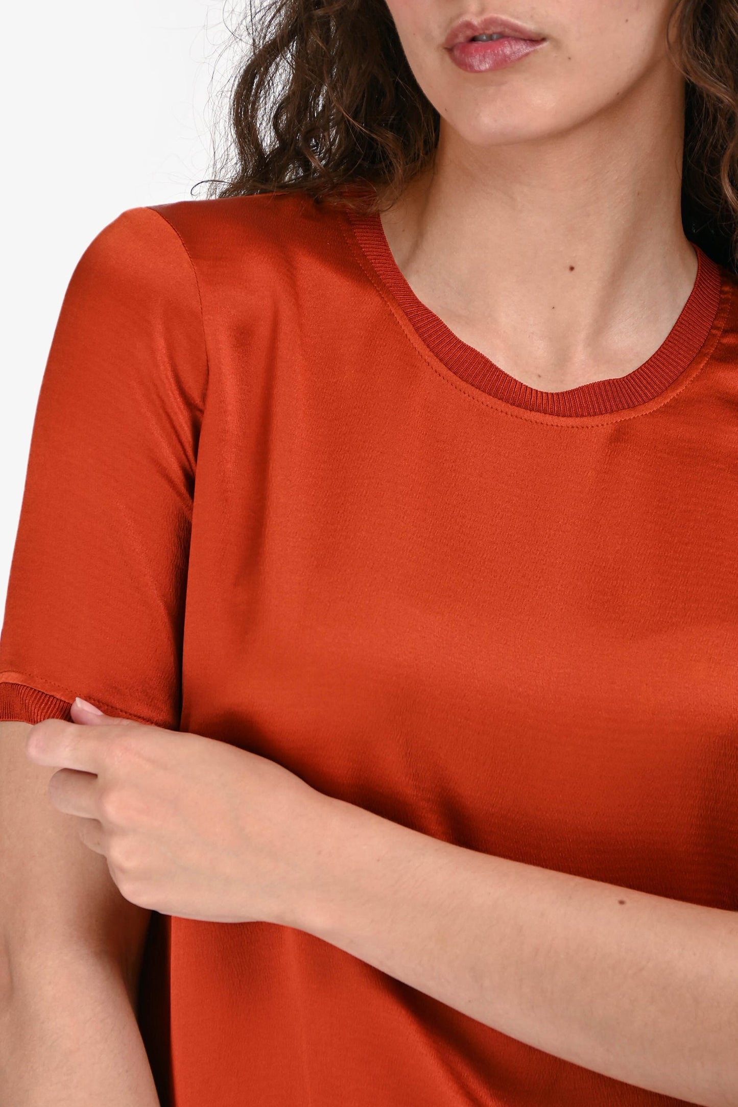 Gucci Burnt Orange Silk Short Sleeves Split Back Blo Size 36
