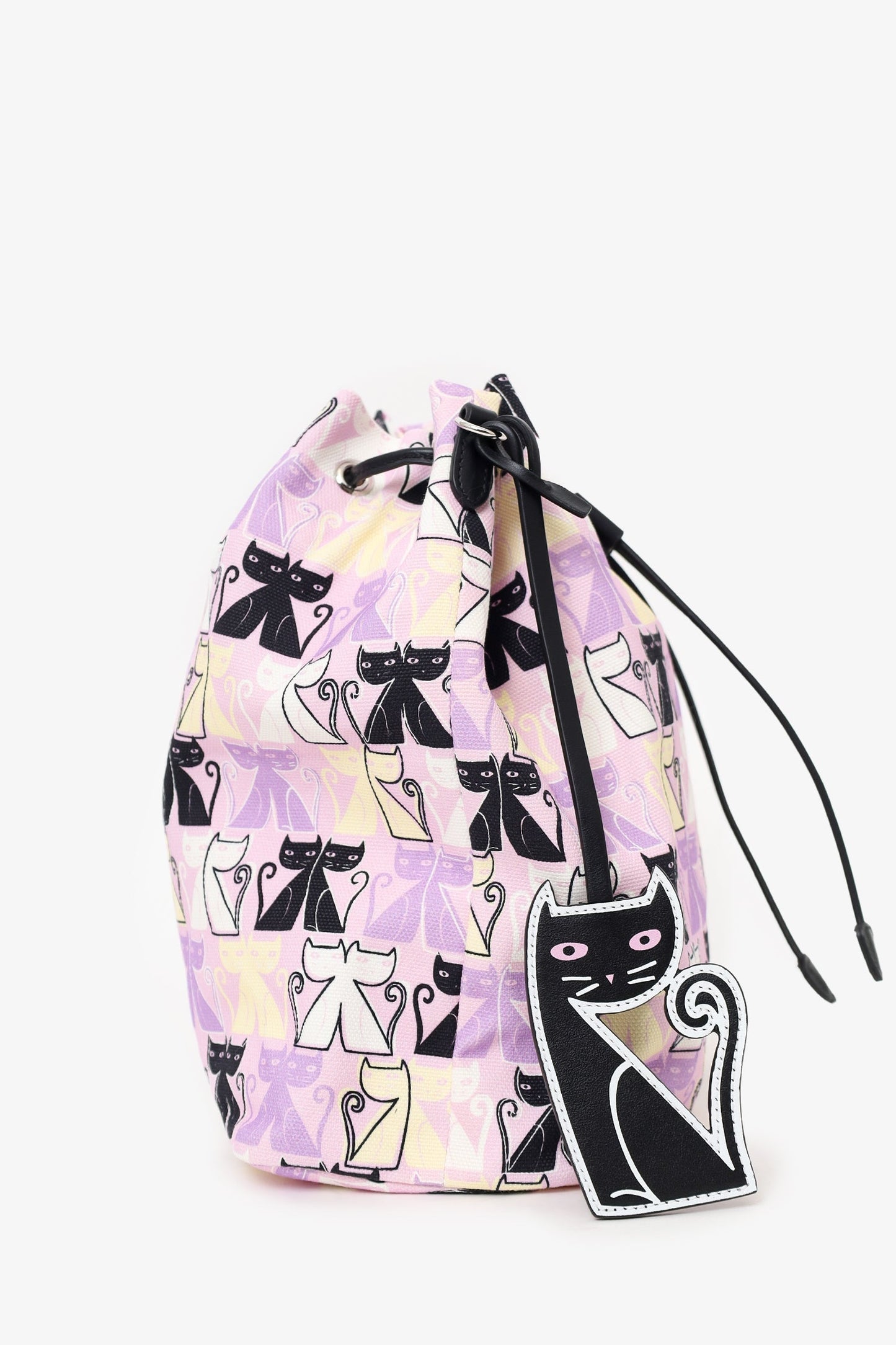 Miu Miu Purple Canvas Cat Print Drawstring Pouch