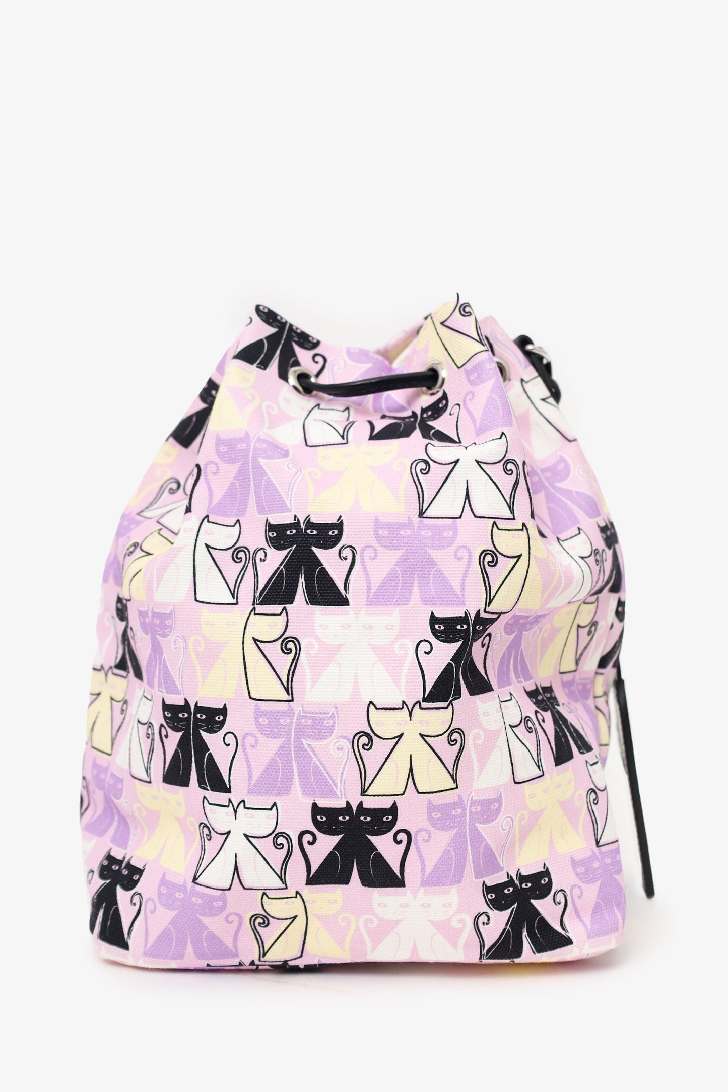 Miu Miu Purple Canvas Cat Print Drawstring Pouch