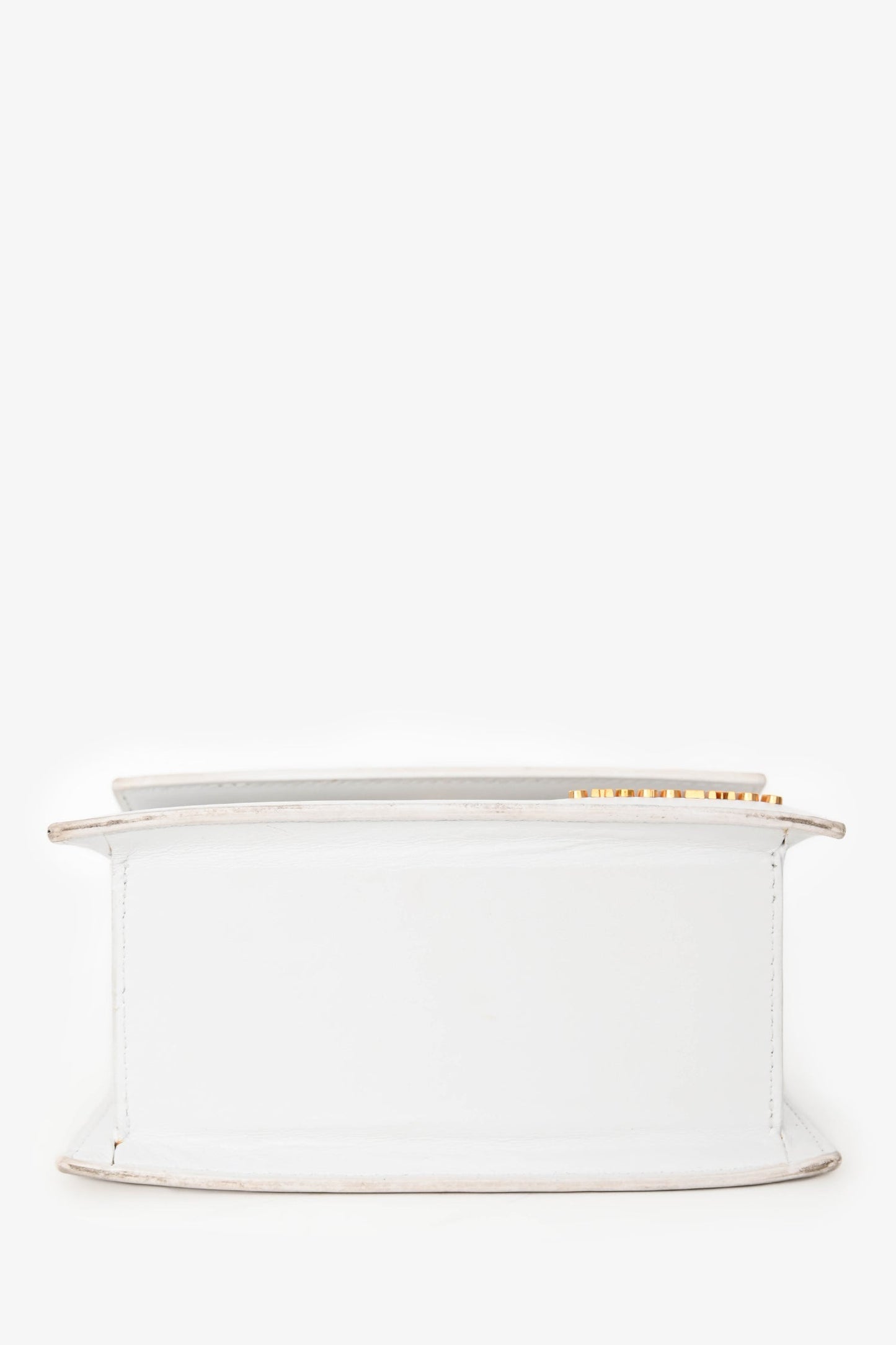 Jacquemus White Leather 'Le Chiquito Moyen' Top Handle Bag with Strap