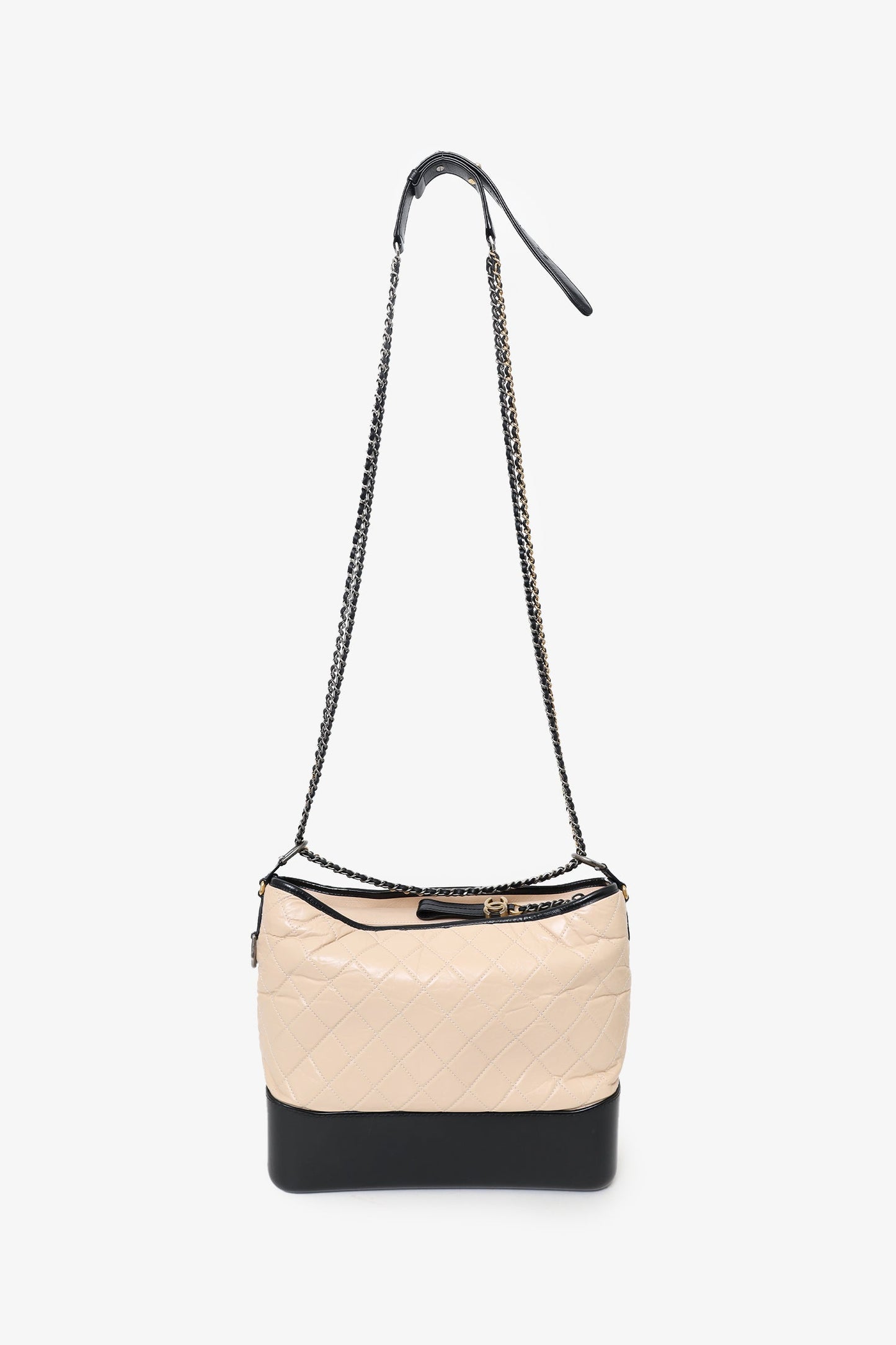 Chanel™ Beige/Black Medium 'Gabrielle' Multichain Hobo Bag