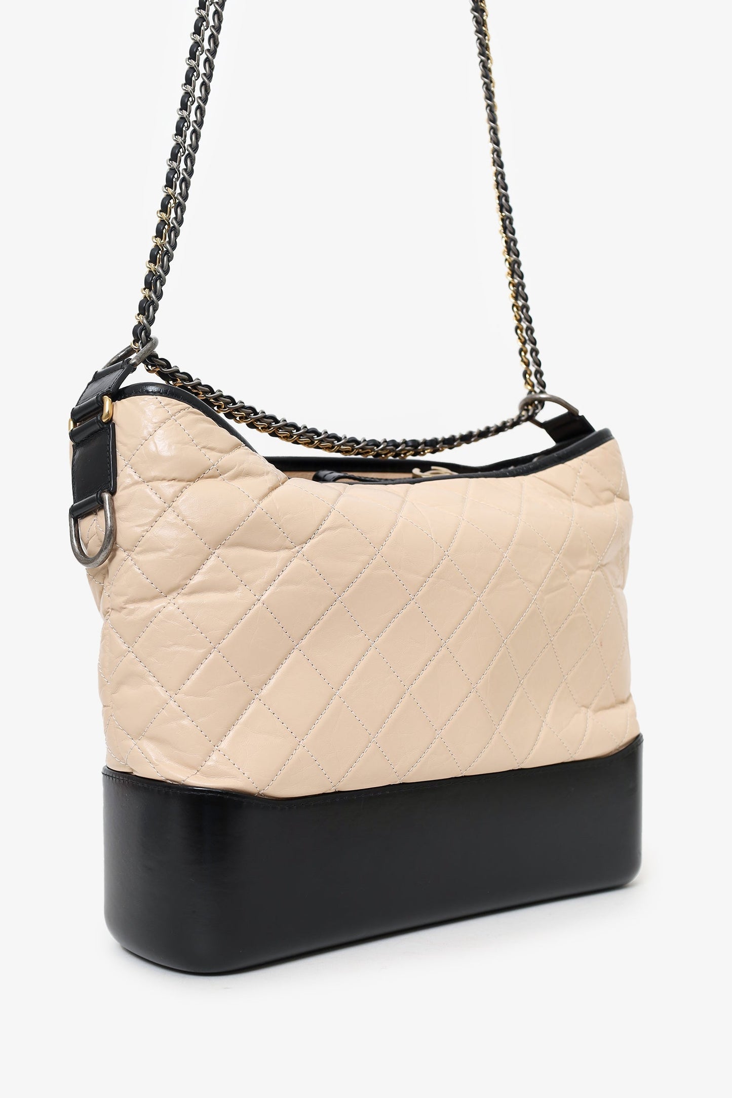 Chanel™ Beige/Black Medium 'Gabrielle' Multichain Hobo Bag