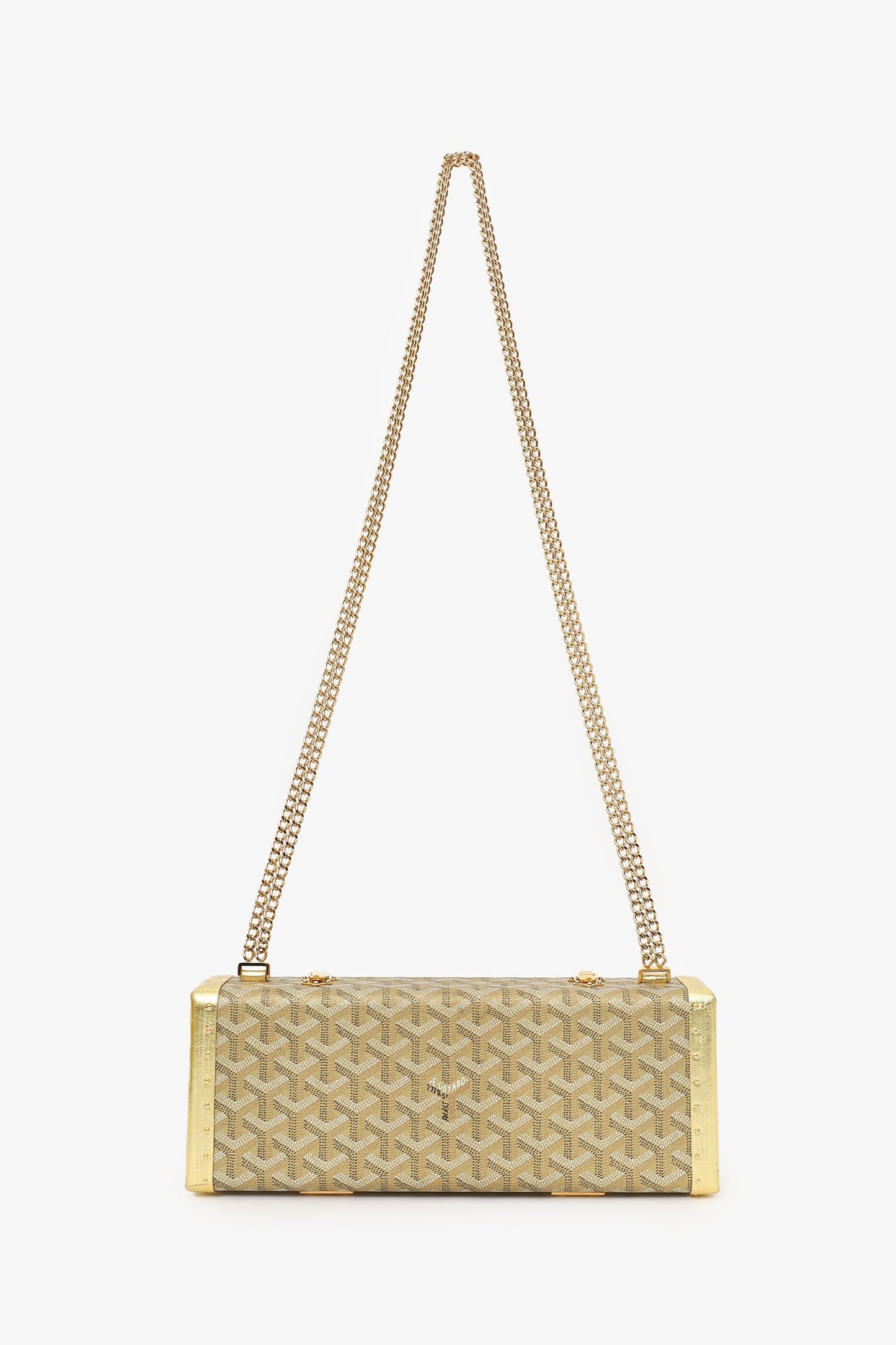 Goyard Gold Goyardine Coated Canvas Saint-Honore Trunk Bag With Strap