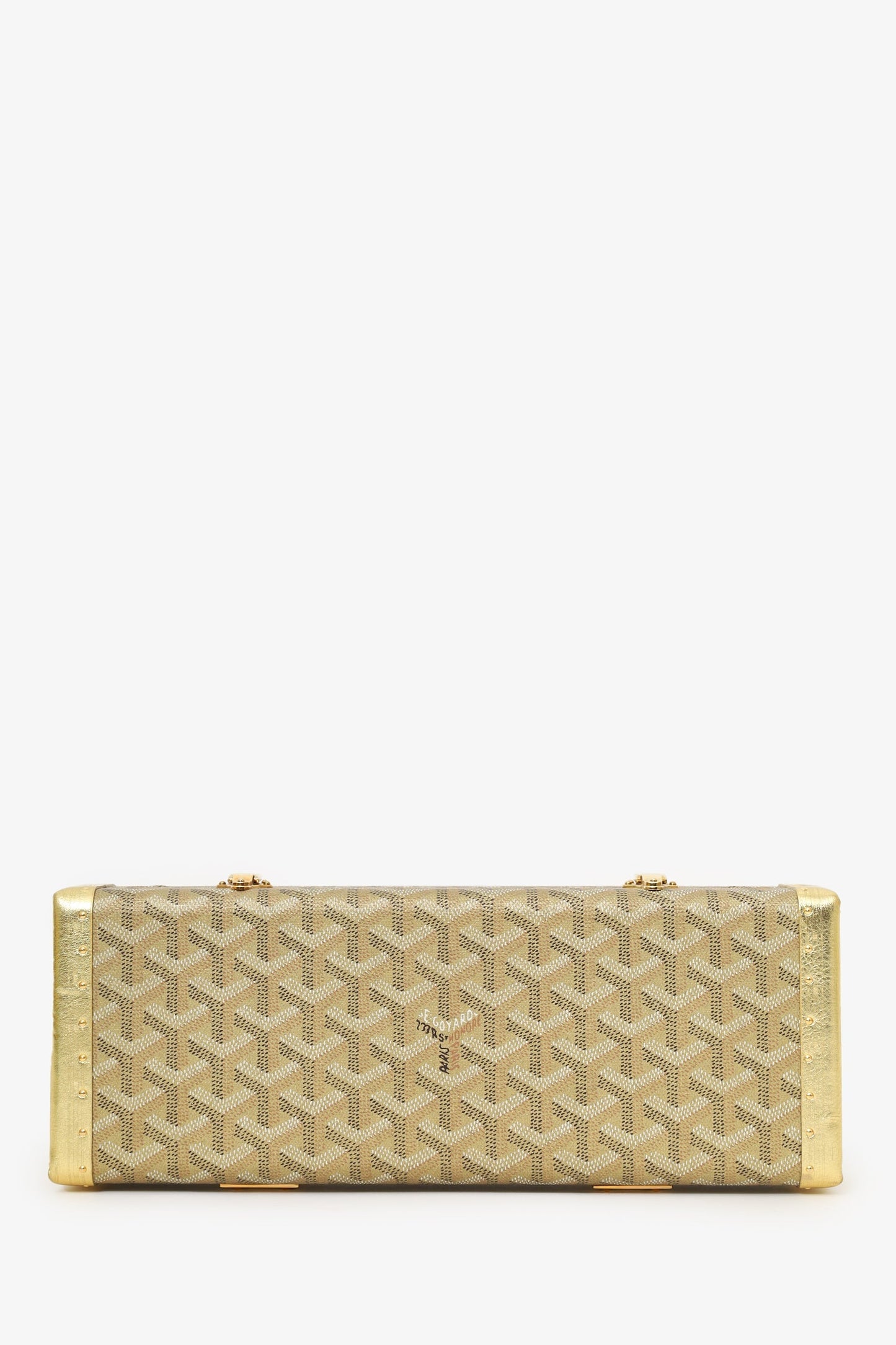 Goyard Gold Goyardine Coated Canvas Saint-Honore Trunk Bag With Strap
