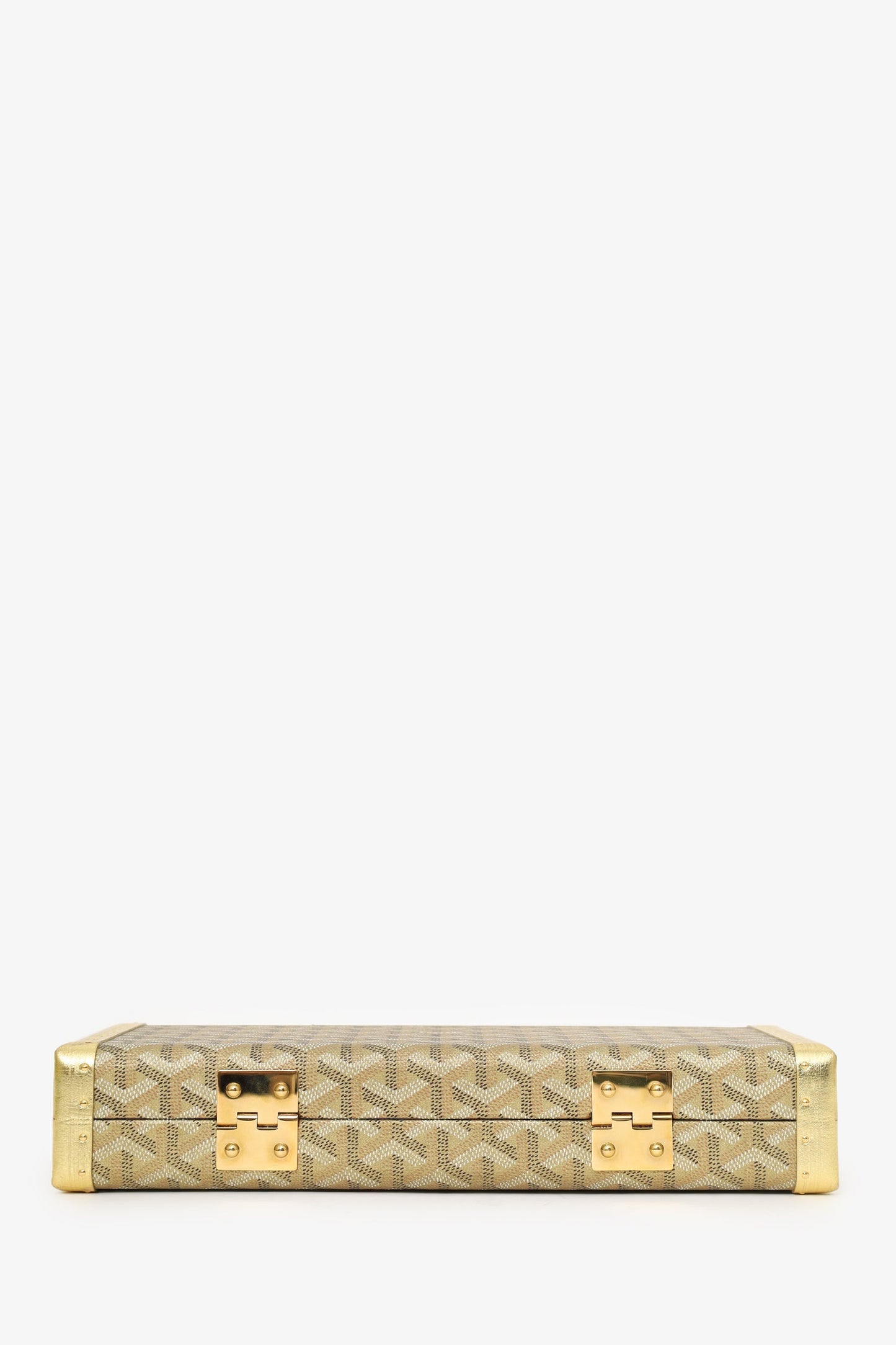 Goyard Gold Goyardine Coated Canvas Saint-Honore Trunk Bag With Strap