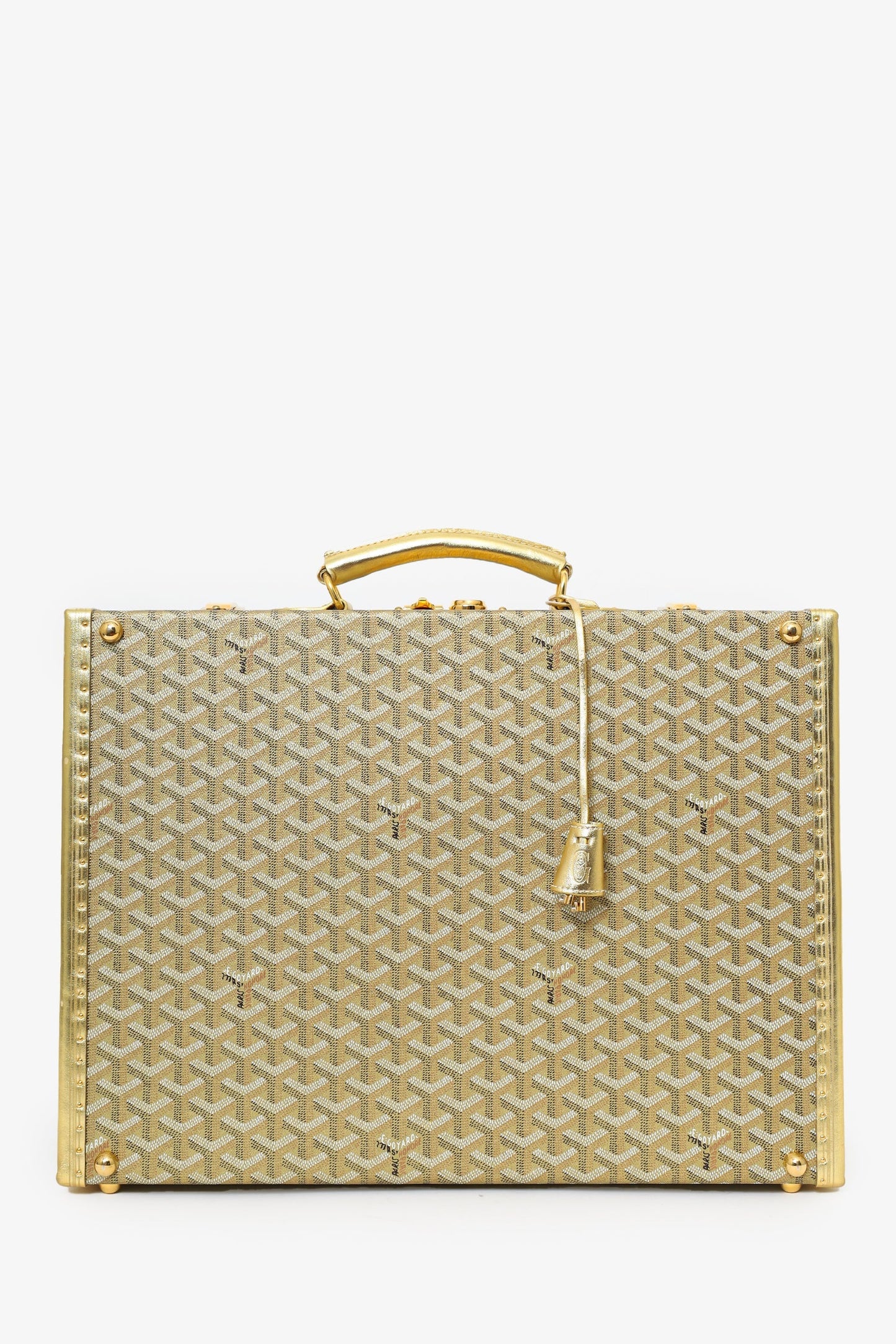 Goyard Gold Goyardine Manoir MM Briefcase With Key