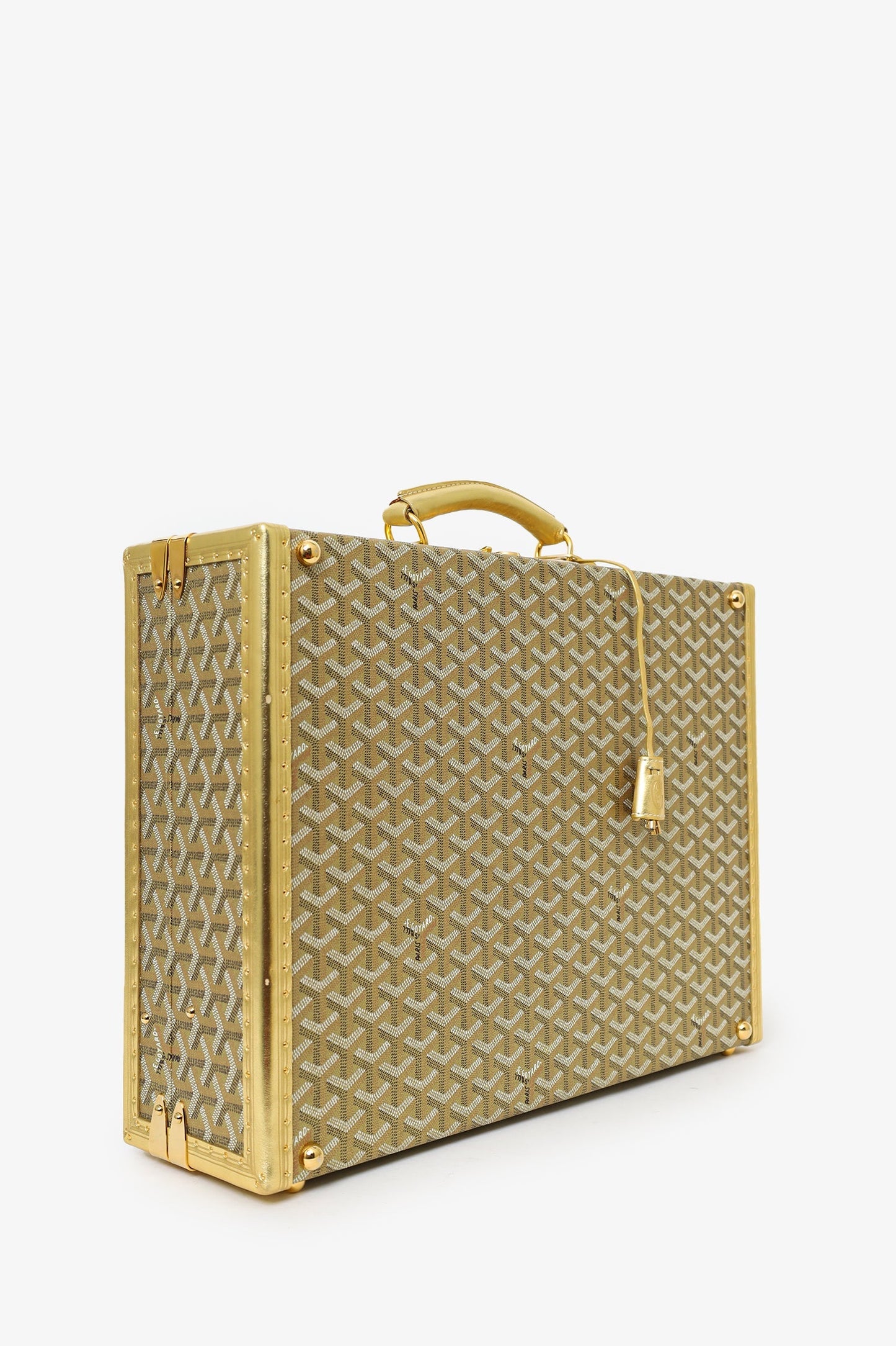Goyard Gold Goyardine Manoir MM Briefcase With Key