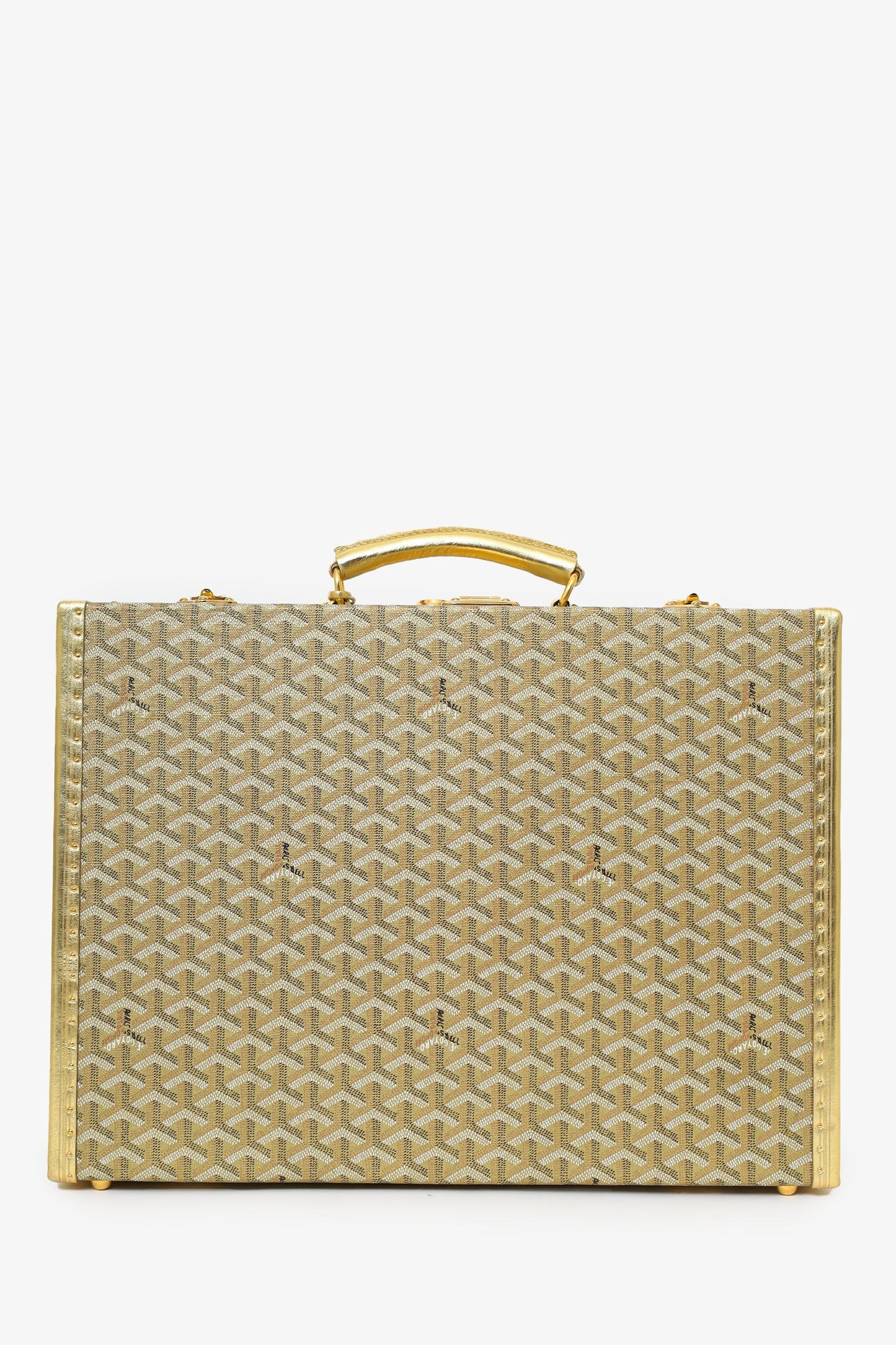 Goyard Gold Goyardine Manoir MM Briefcase With Key