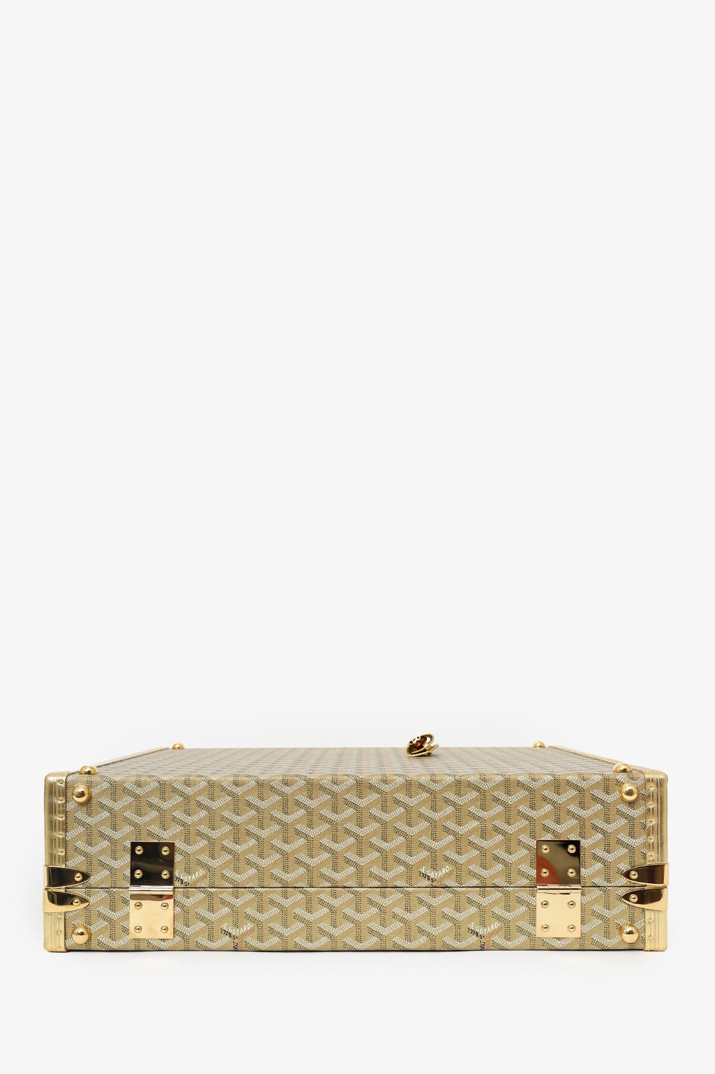 Goyard Gold Goyardine Manoir MM Briefcase With Key