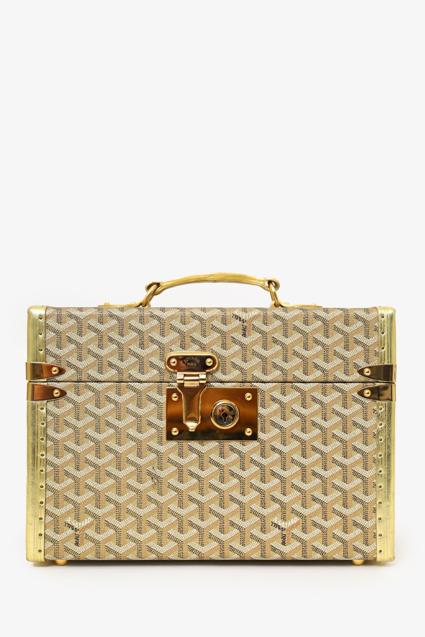 Goyard Gold Coated Canvas Vanity Case With Key