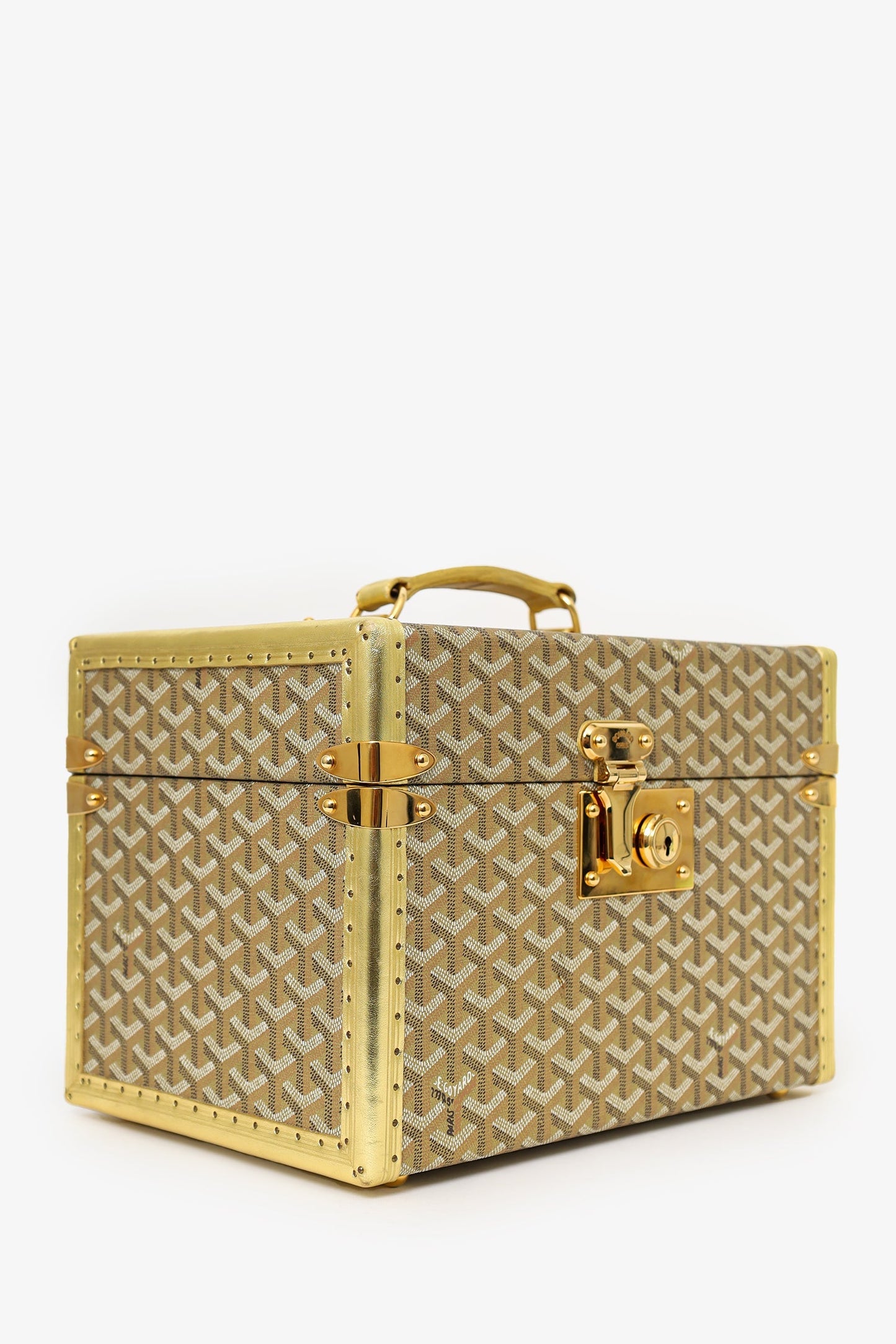 Goyard Gold Coated Canvas Vanity Case With Key