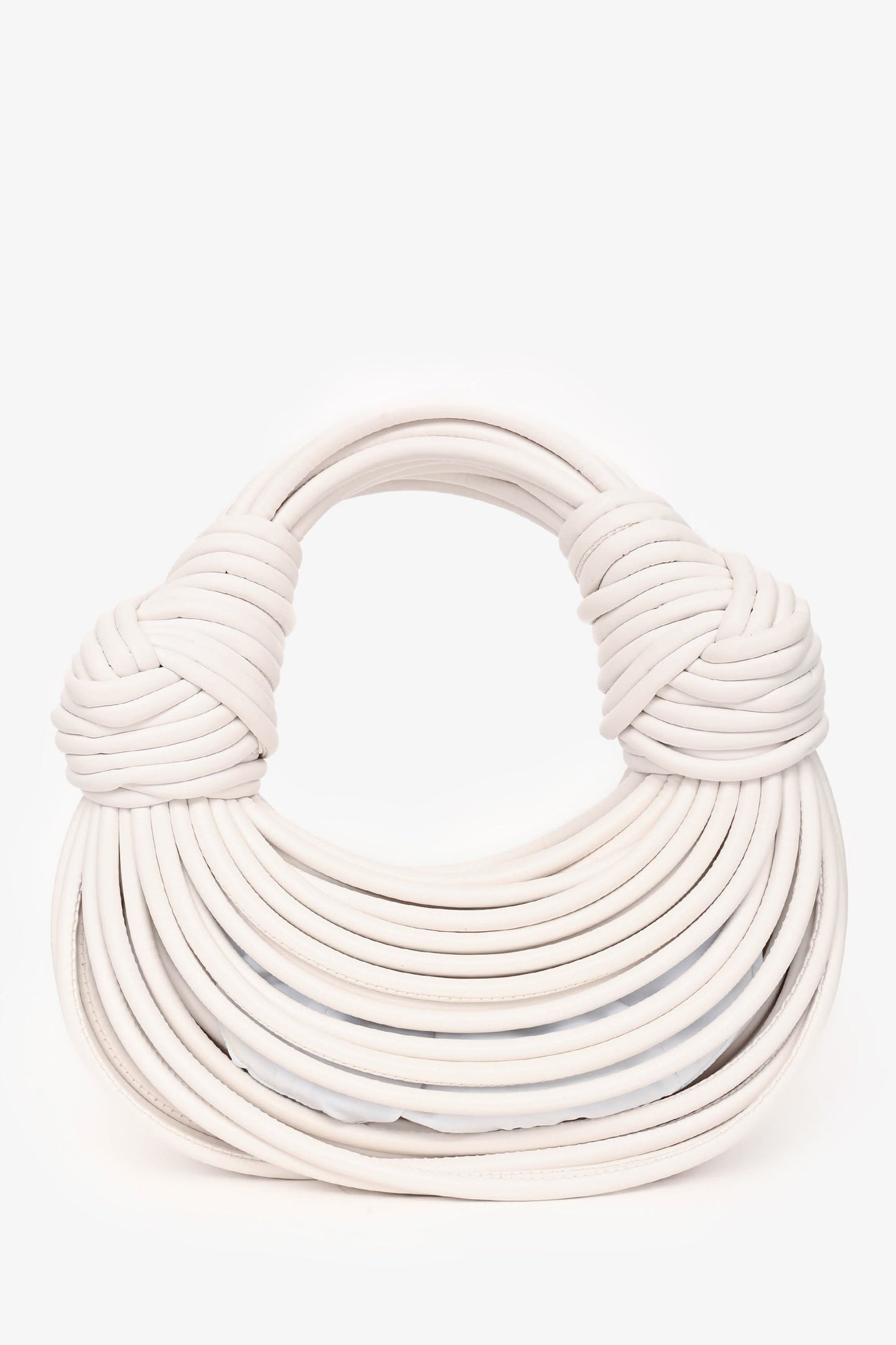 Bottega Veneta White Double Knot Leather Top Handle