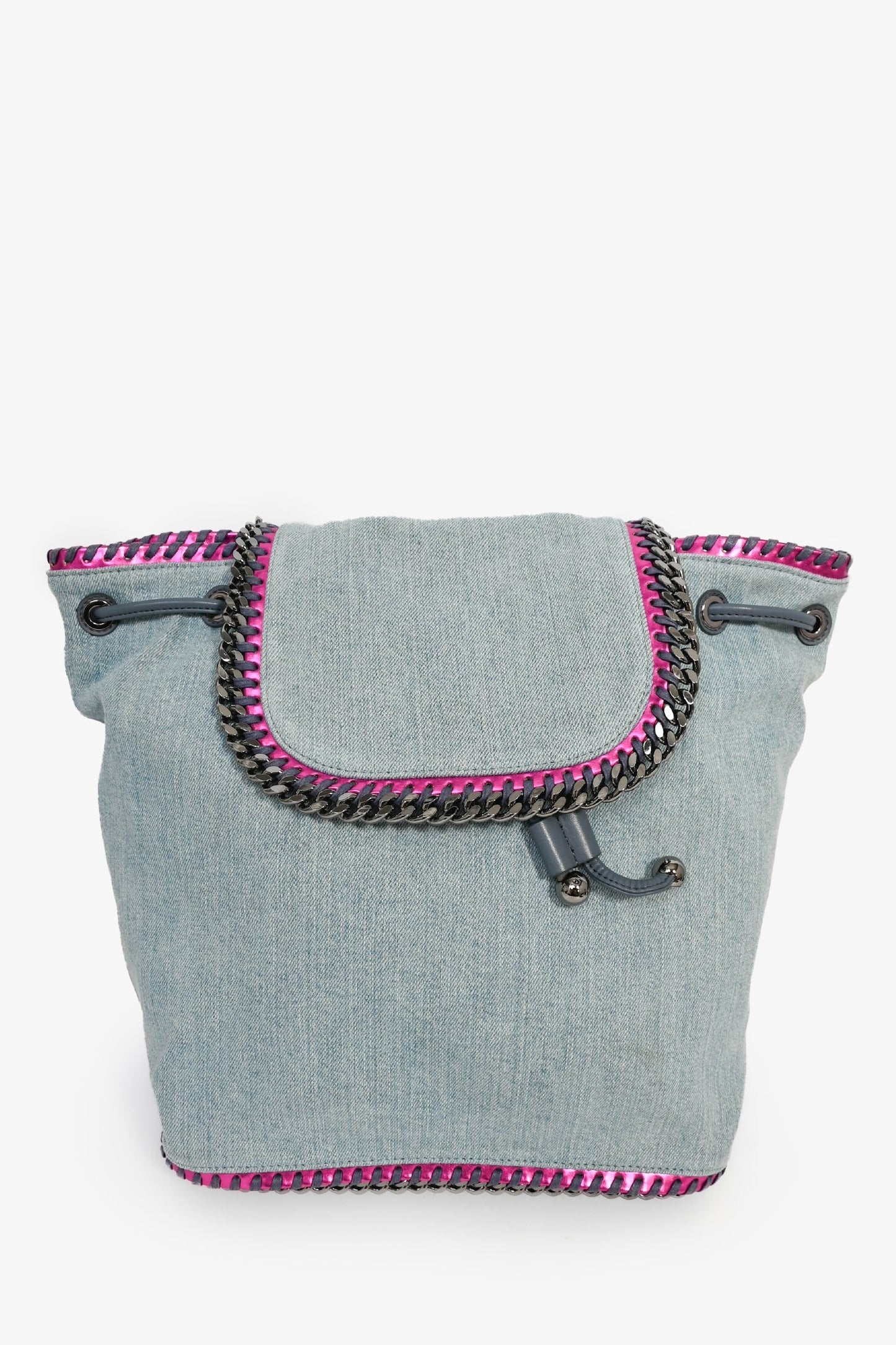 Stella McCartney Denim/Metallic Pink Leather Accent 'Falabella' Backpack