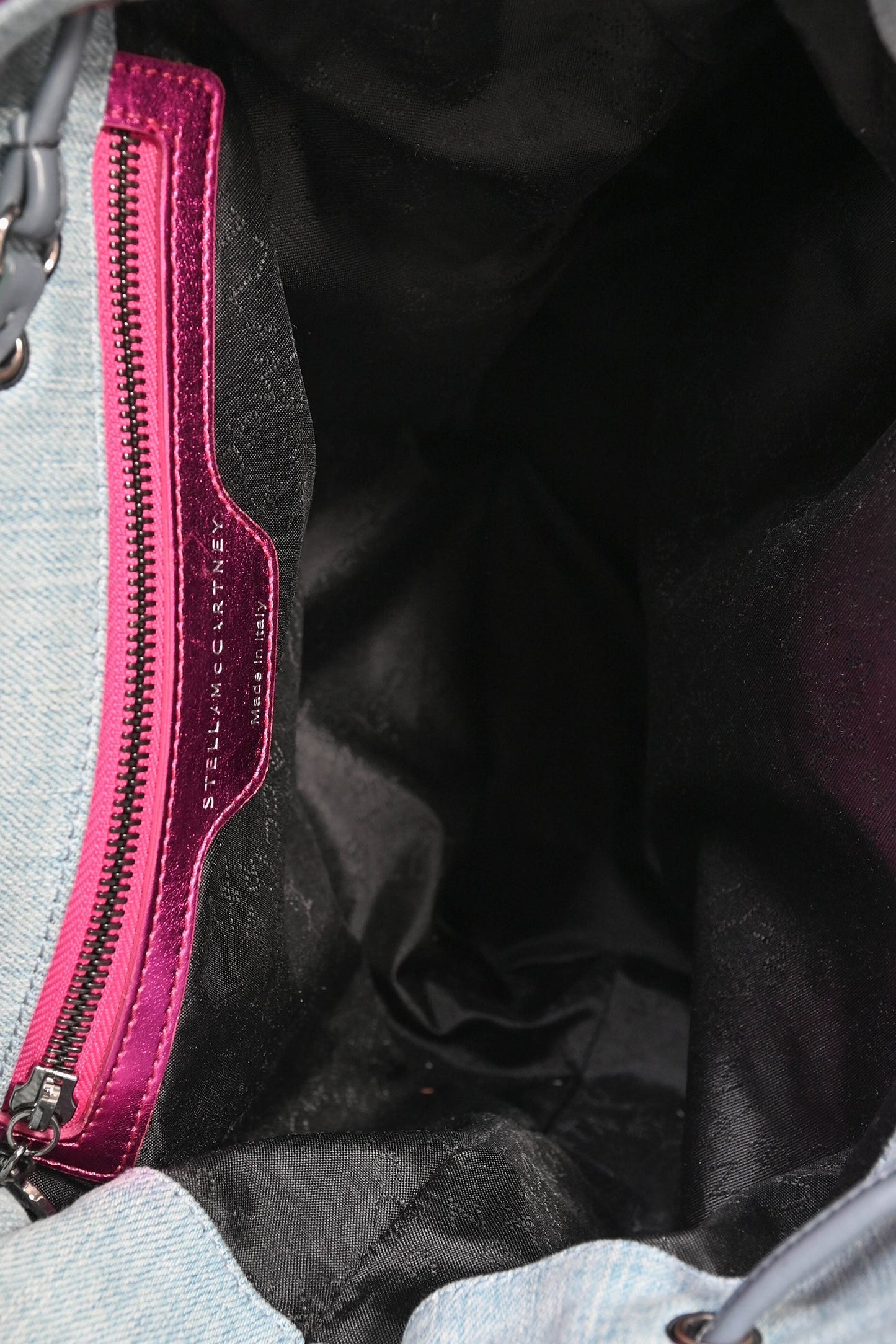 Stella McCartney Denim/Metallic Pink Leather Accent 'Falabella' Backpack