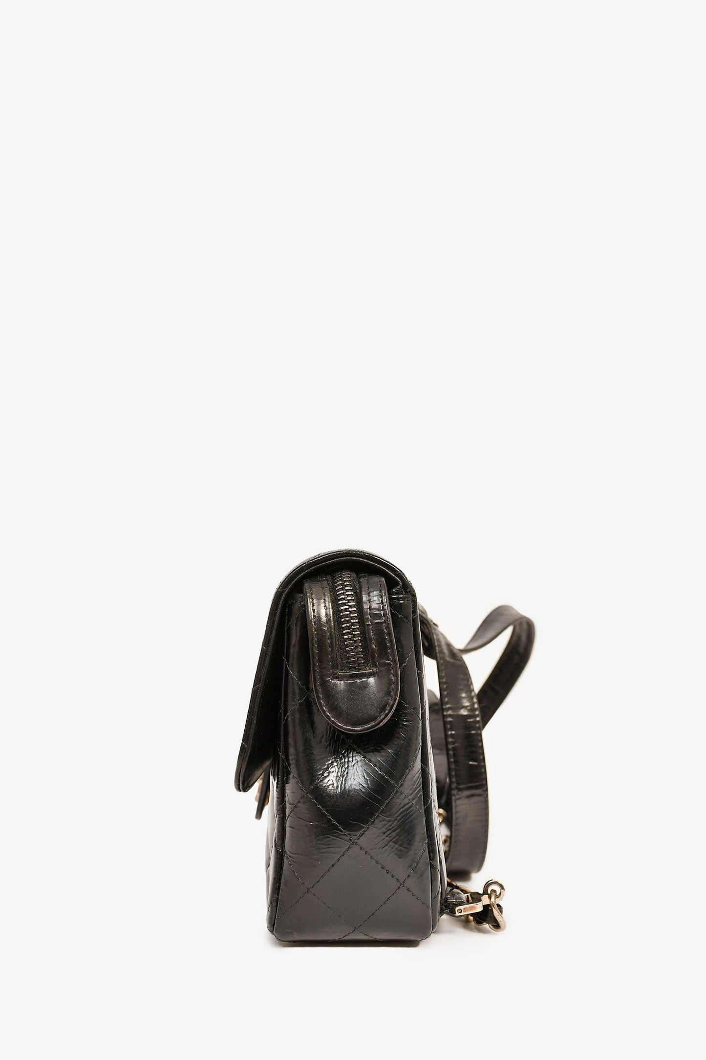 Chanel™ 1996-7 Black Quilted Leather Flap Zip Backpack