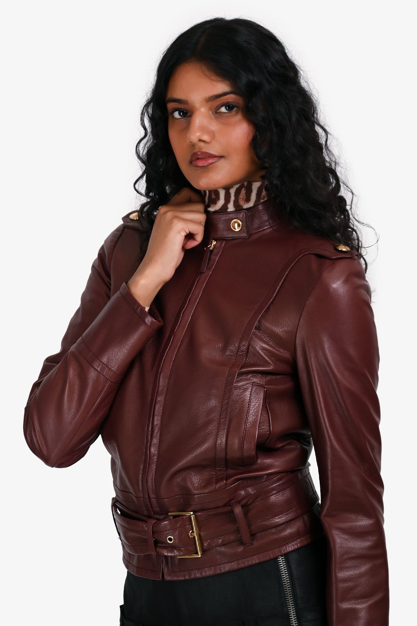 Gucci Burgundy Leather Jacket Size 38