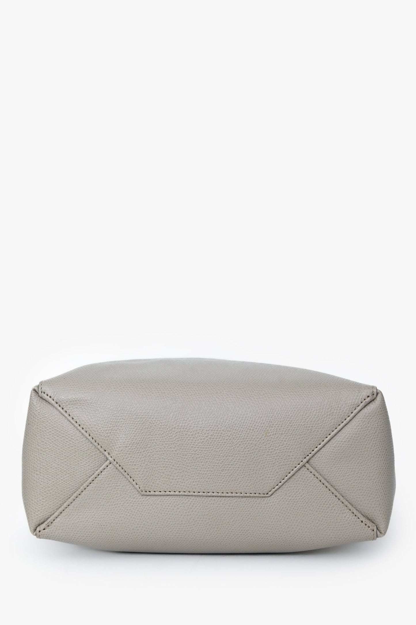 Celine White/Taupe Leather Cabas Bag with Strap