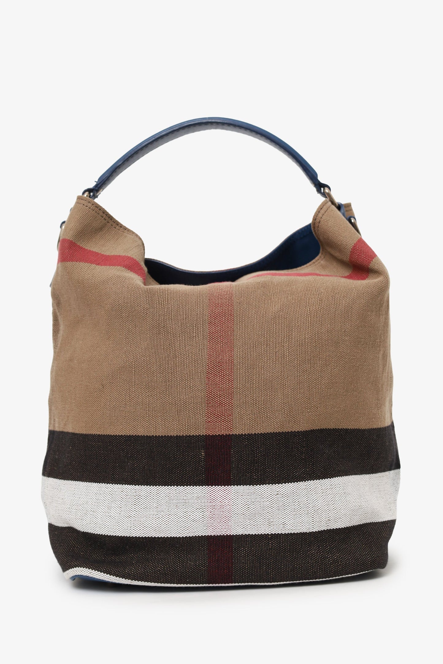 Burberry Nova Check/Navy Linen/Leather 'Ashby' Bucket Bag With Strap
