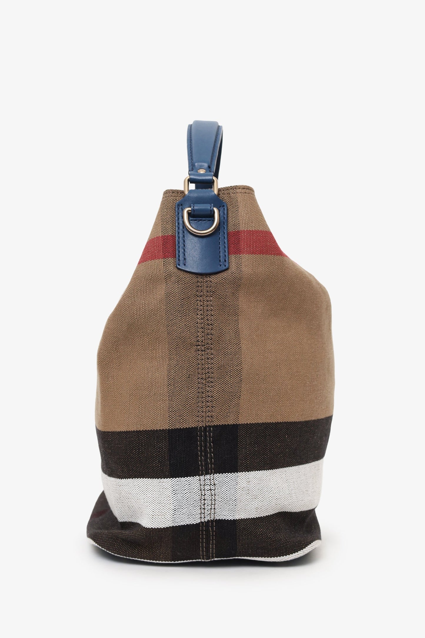 Burberry Nova Check/Navy Linen/Leather 'Ashby' Bucket Bag With Strap