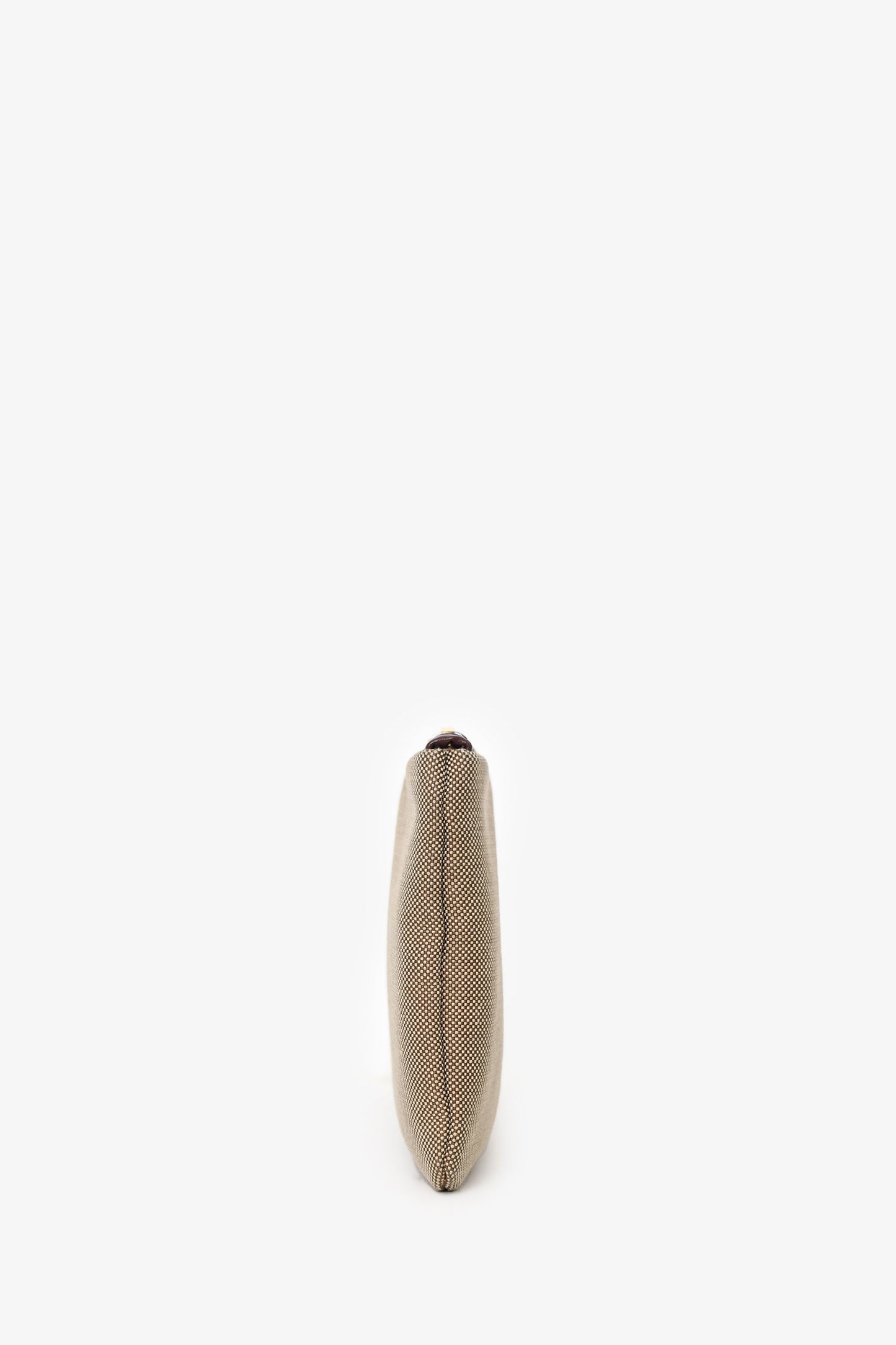 Prada Beige Logo Jacquard Canapa Clutch