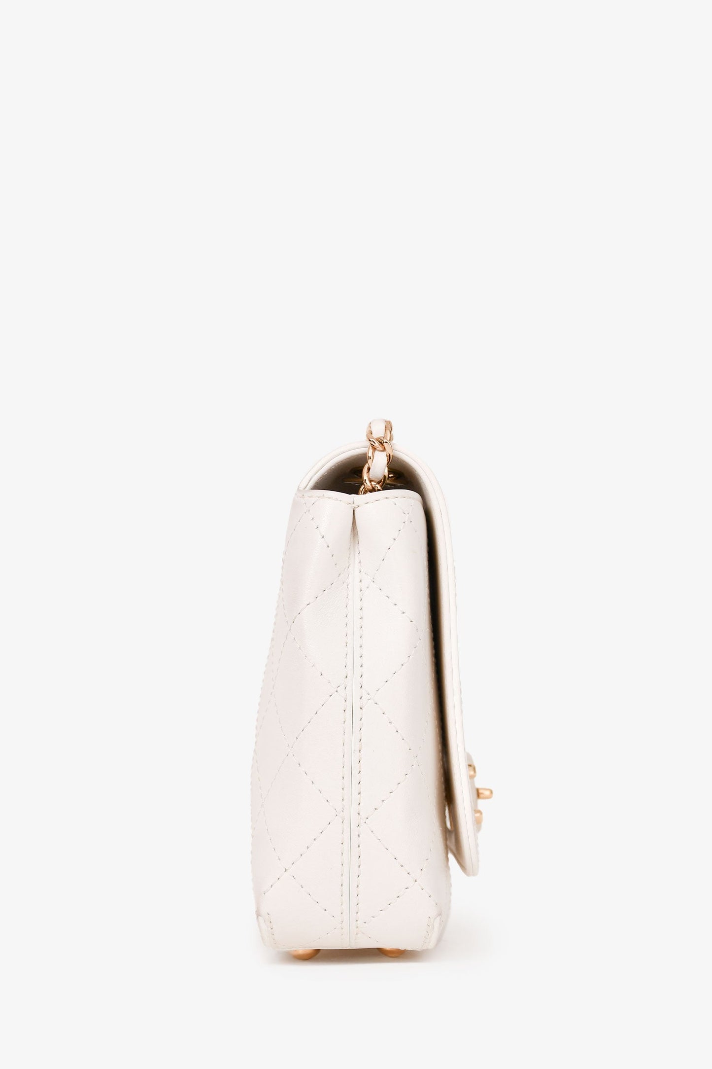Chanel™ 2018/19 White Leather Small Covered CC Flap Bag