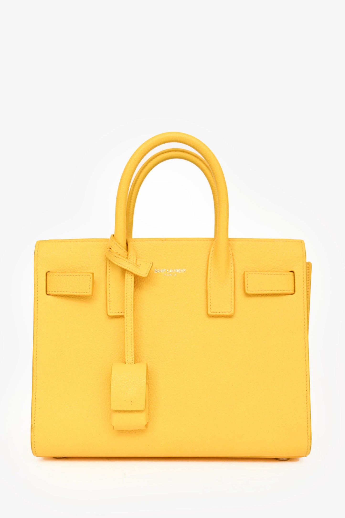 Saint Laurent Yellow Leather Small 'Sac De Jour' with Strap