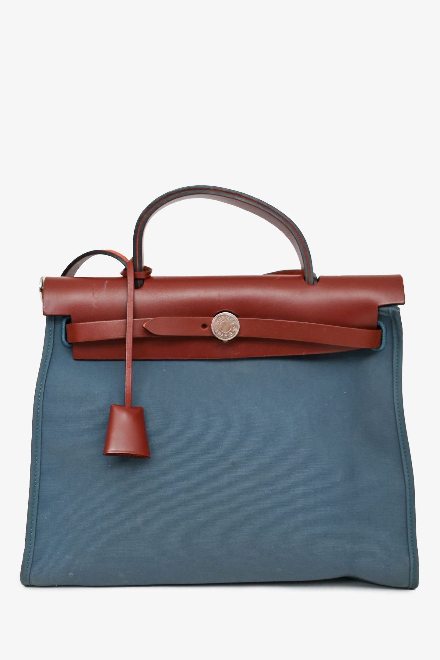 Hermes 2015 Blue/Brown Canvas Herbag 31 with Pouch (As Is)