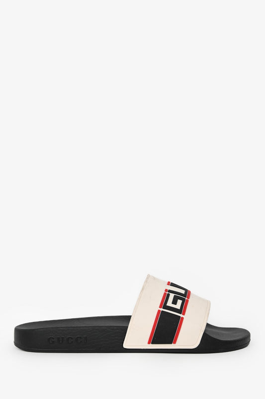 Gucci Cream Rubber Red/BlackLogo Slides Size 11 Mens