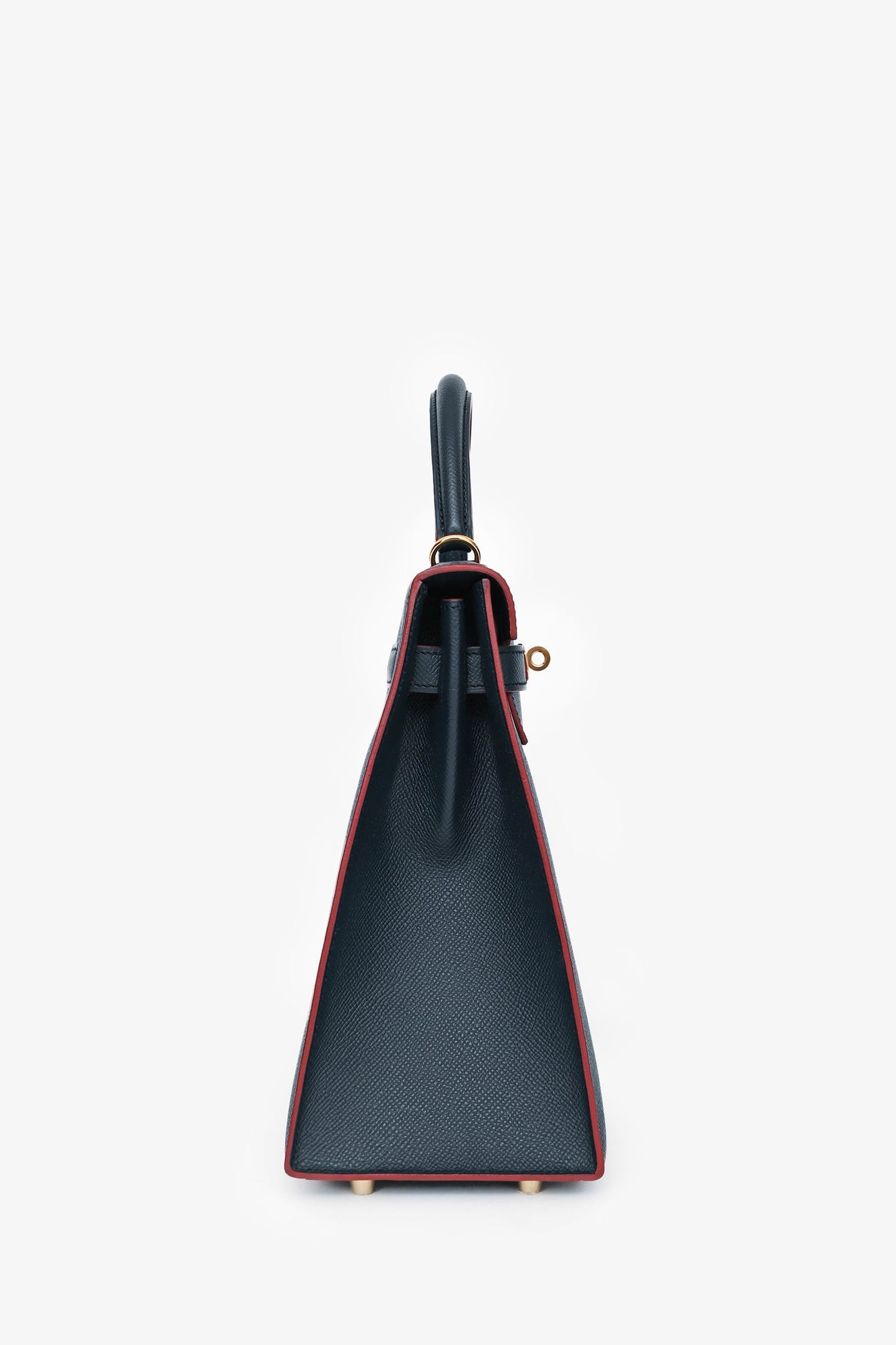 Hermès 2016 Blue Indigo/Rouge H Trim Epsom Leather Contour Sellier Kelly 32 with Strap GHW