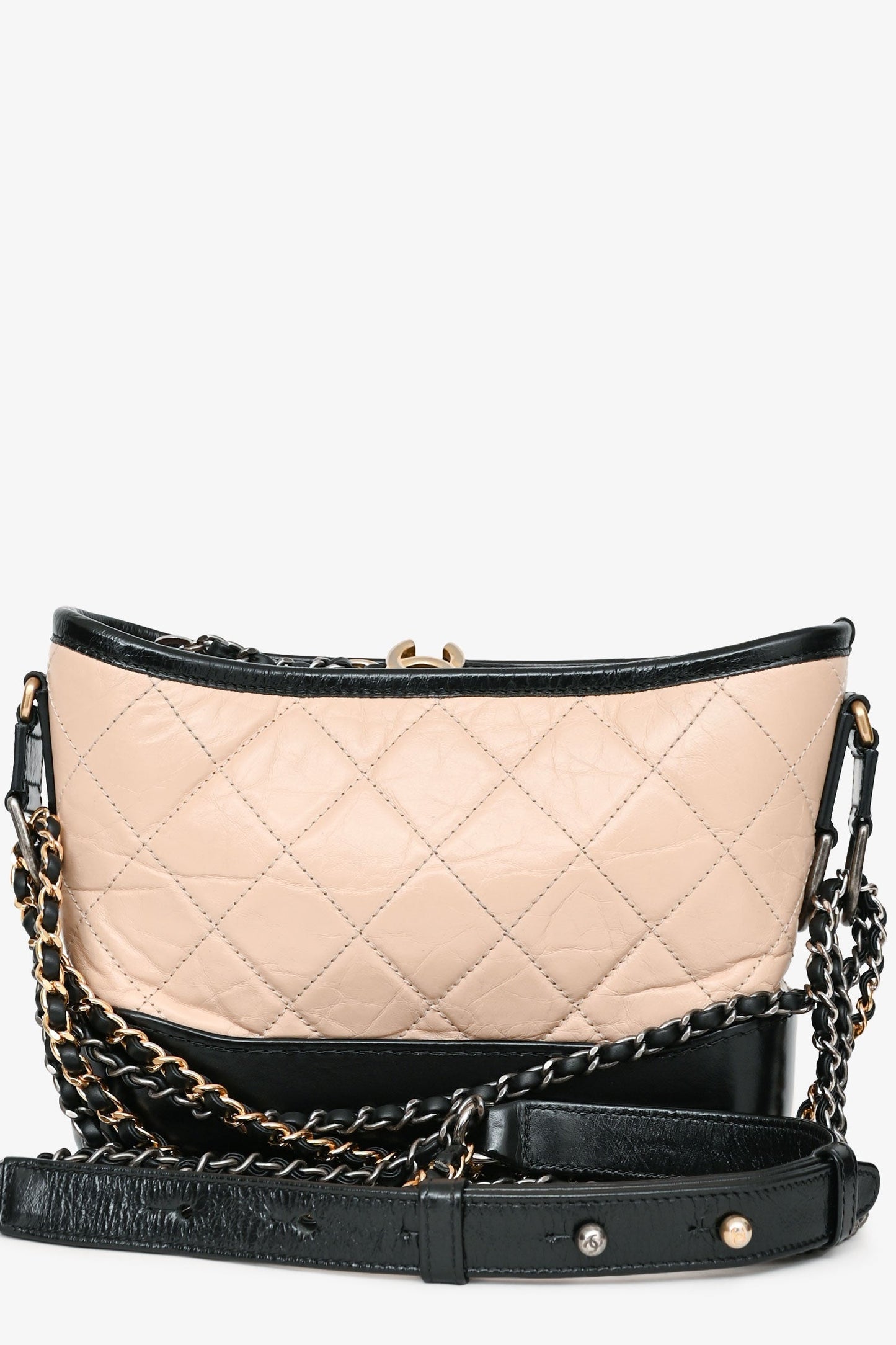 Chanel™ 2017-18 Beige/Black Leather Small Gabrielle Chain Bag