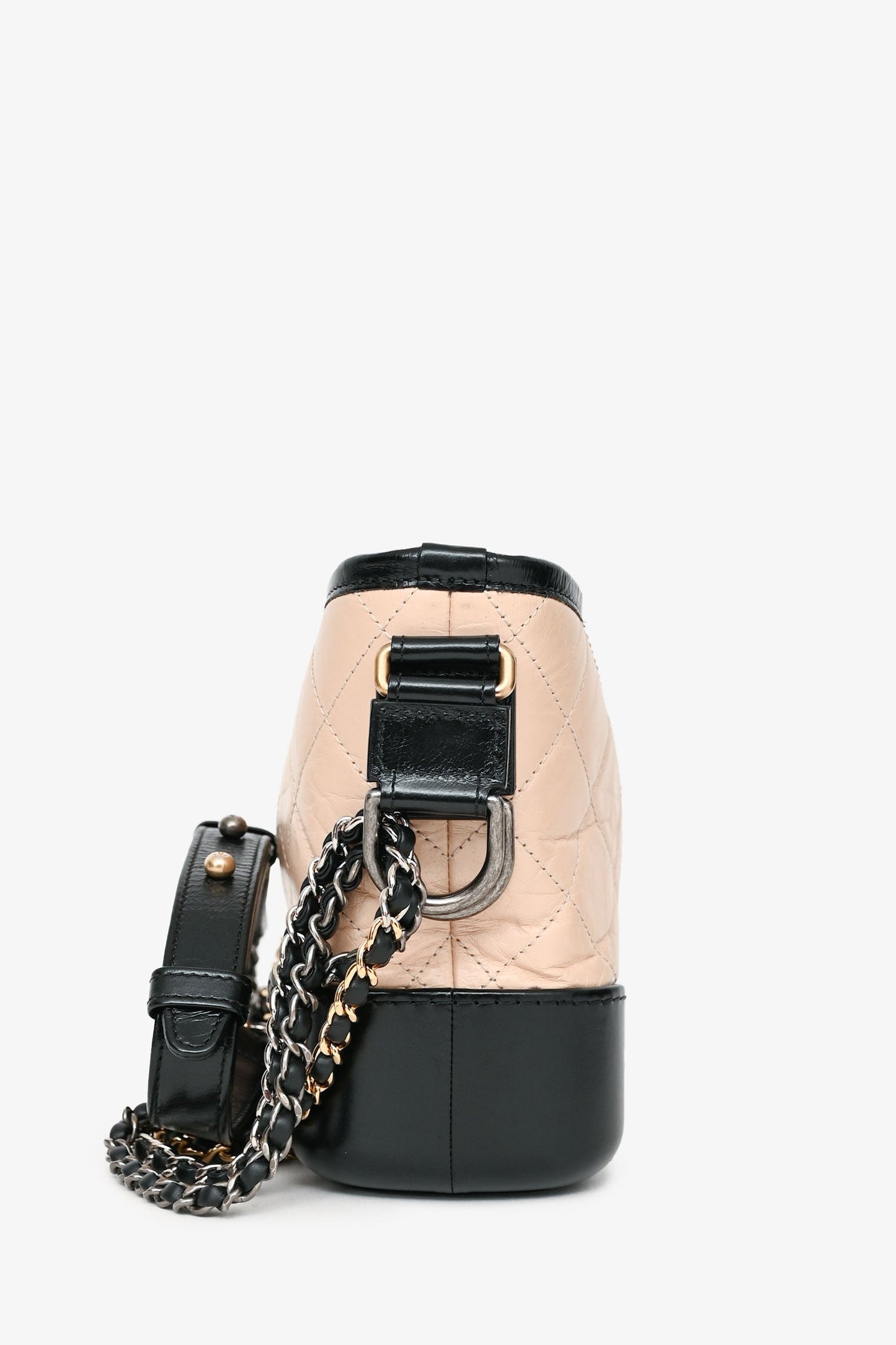 Chanel™ 2017-18 Beige/Black Leather Small Gabrielle Chain Bag