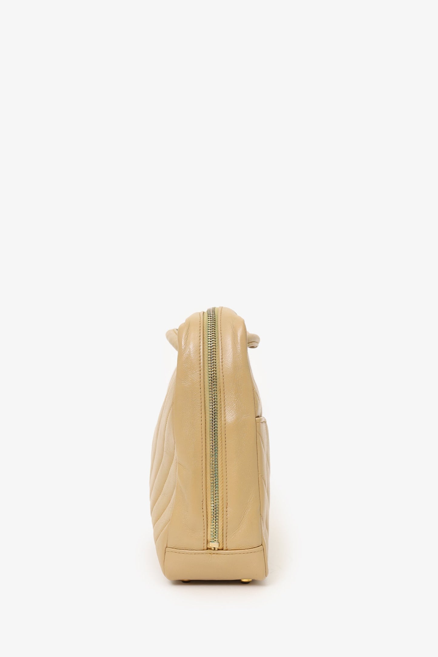 Chanel™ 1989-91 Beige Lambskin Chevron Shoulder Bag
