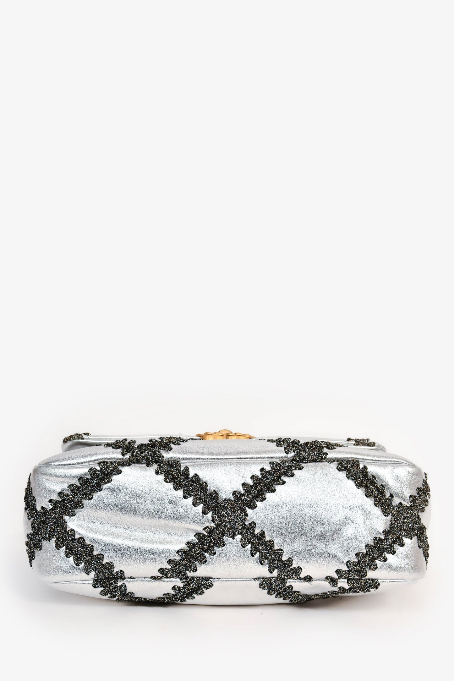 Chanel™ Limited Edition Silver/Gunmetal Crochet Small 19 Duo-Toned Chain Shoulder Bag