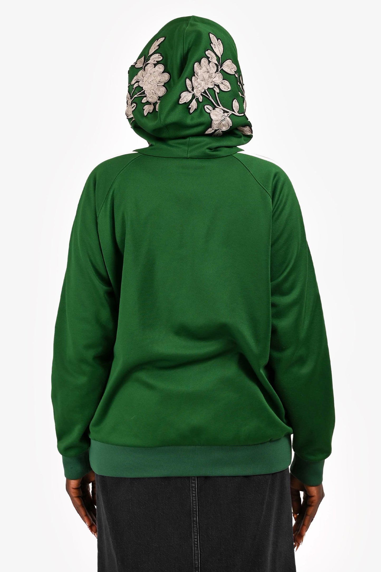 Gucci Green Silver Floral Embroidered Zip-Up Jacket Size L