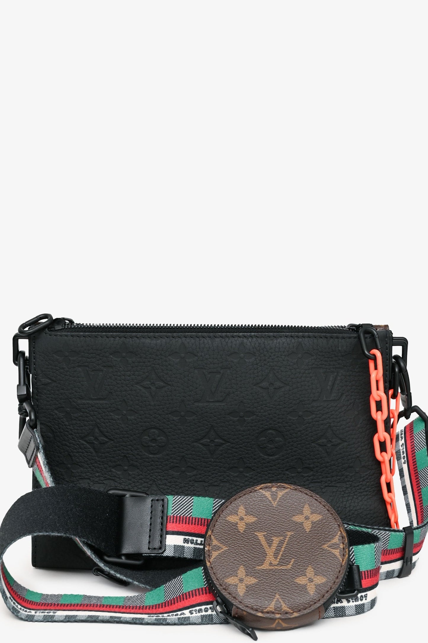 Louis Vuitton 2022 Brown Monogram Trio Pouch NM with Orange Chain