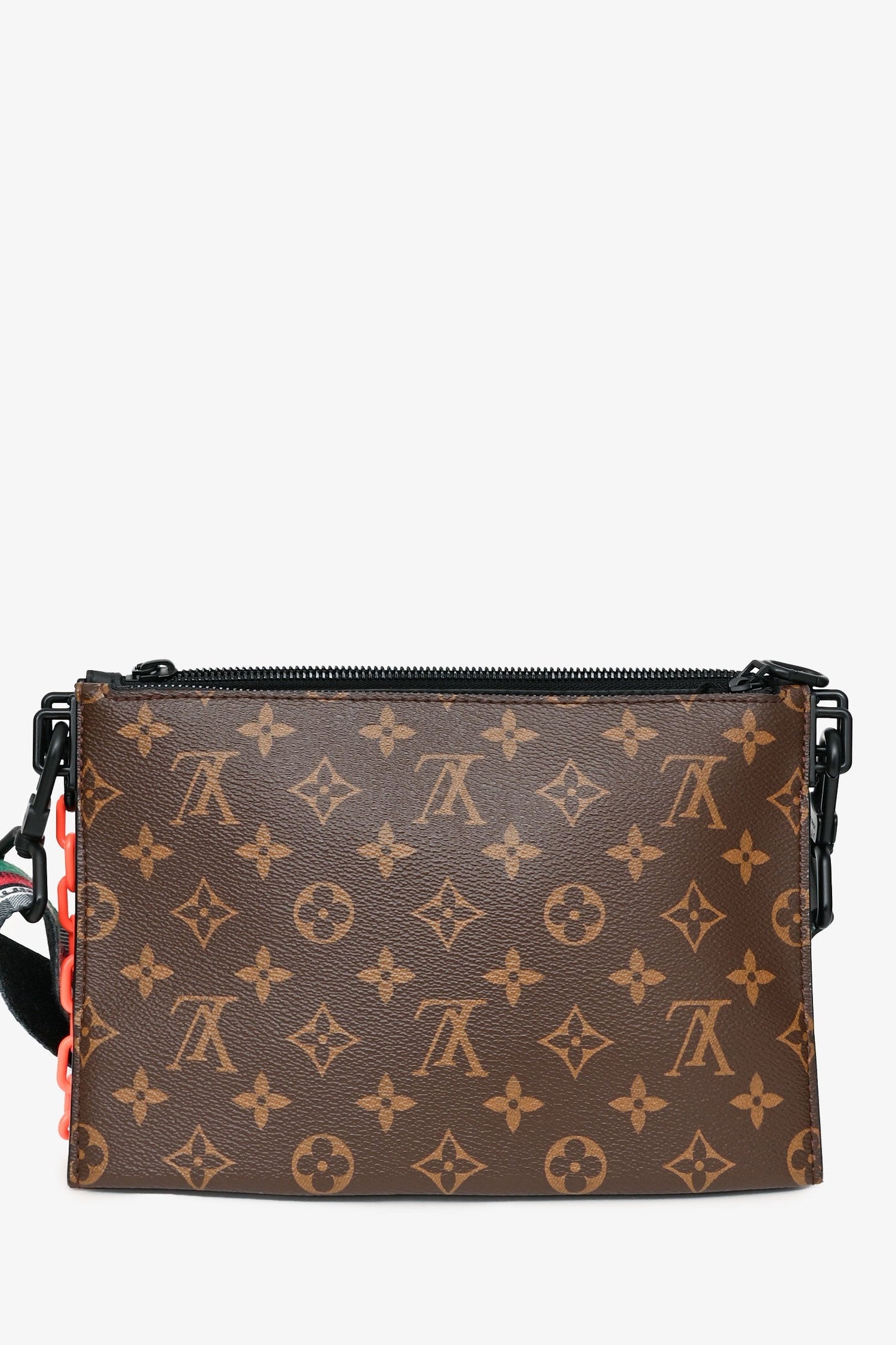 Louis Vuitton 2022 Brown Monogram Trio Pouch NM with Orange Chain