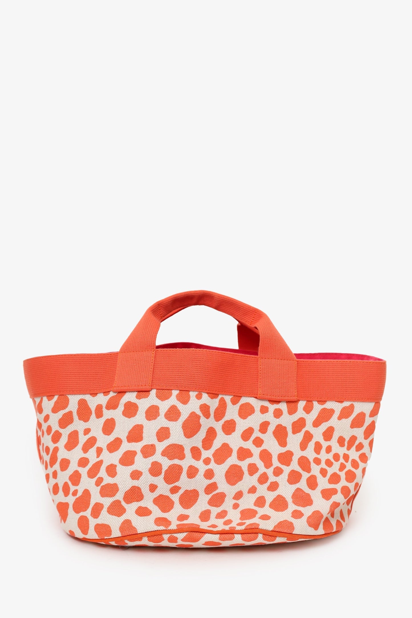 Hermes Kids Line Orange Canvas Animal Print Tote With Pouch