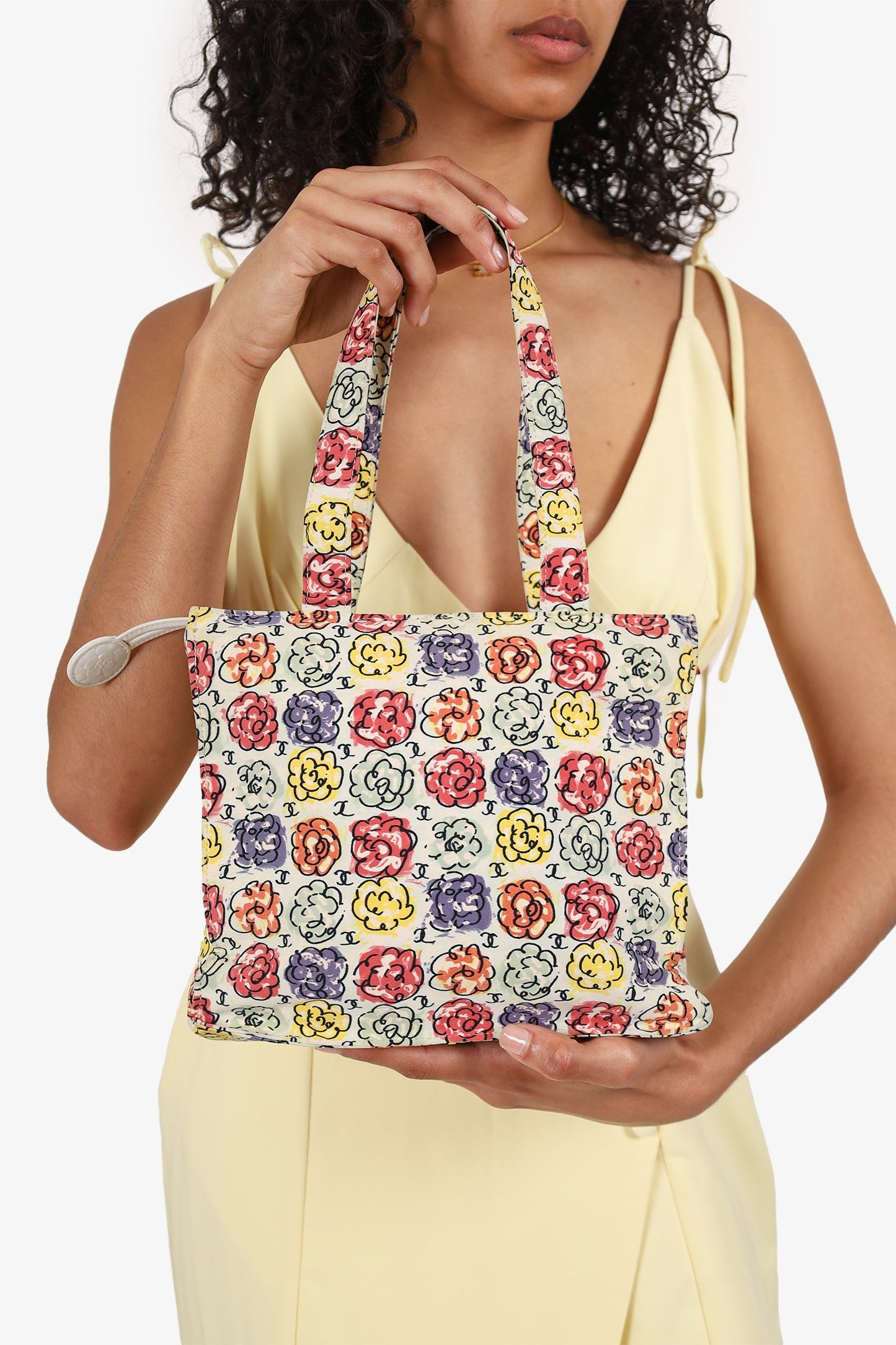 Chanel™ White/Multicolour Floral Print CC Mini Tote