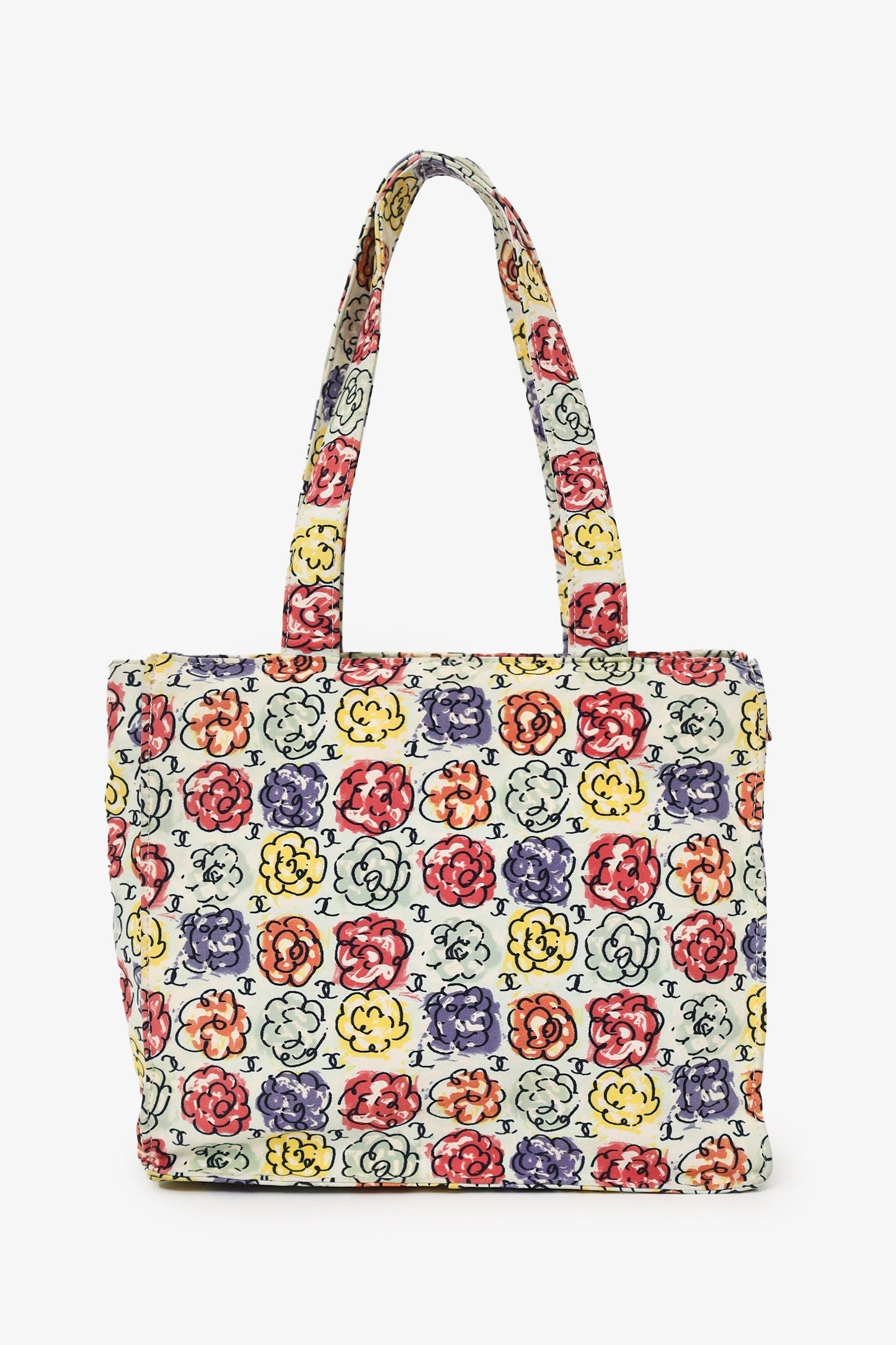 Chanel™ White/Multicolour Floral Print CC Mini Tote